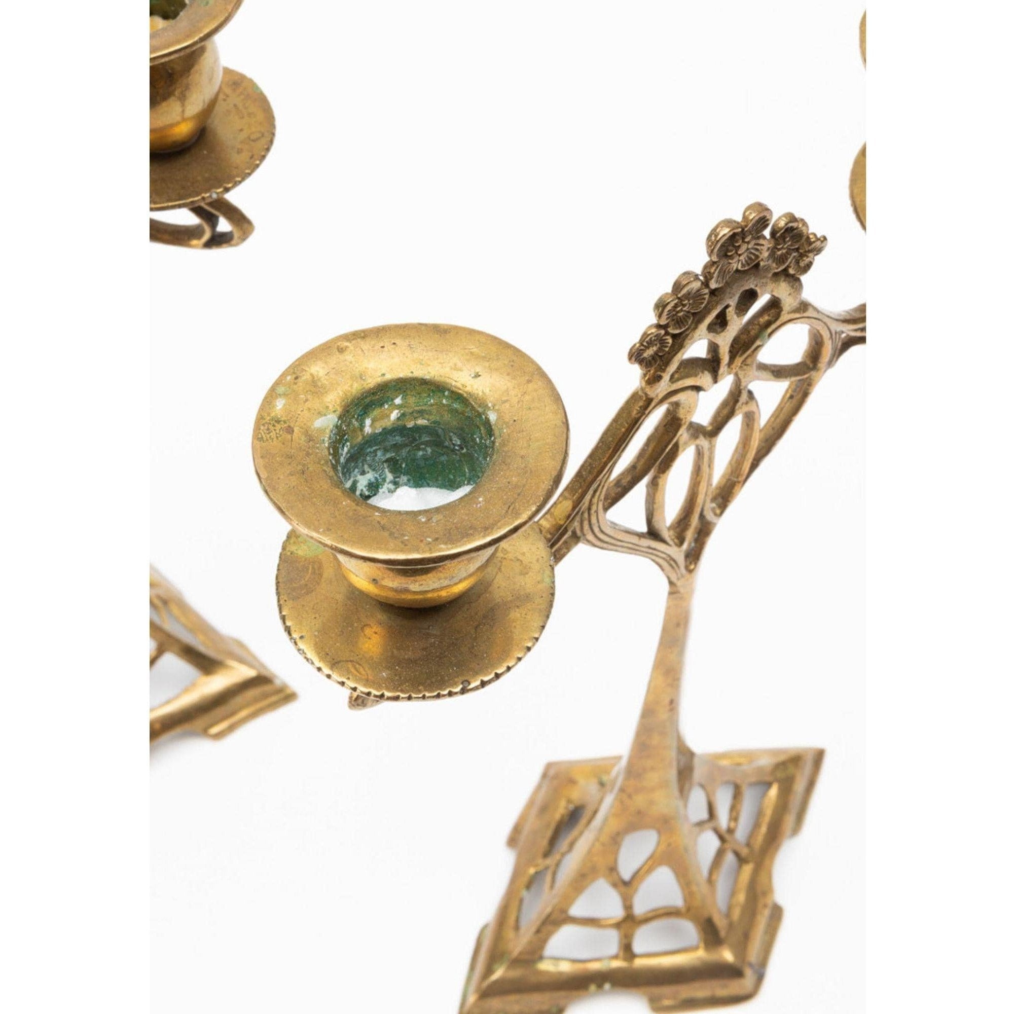 Art Nouveau Candelabra Stand | Handcrafted Brass Decor
