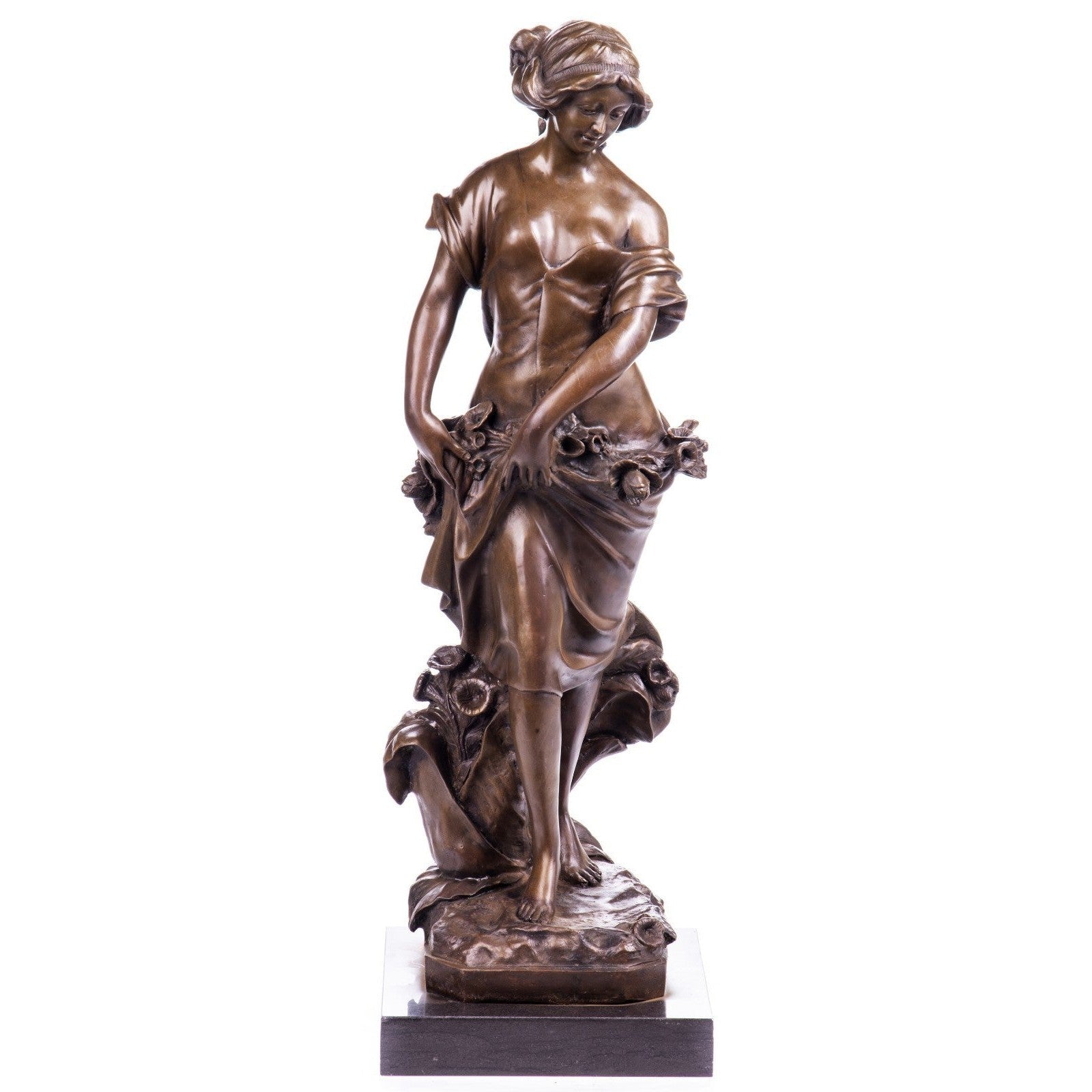 Elegant Woman Figurine | Handcrafted Bronze Decor