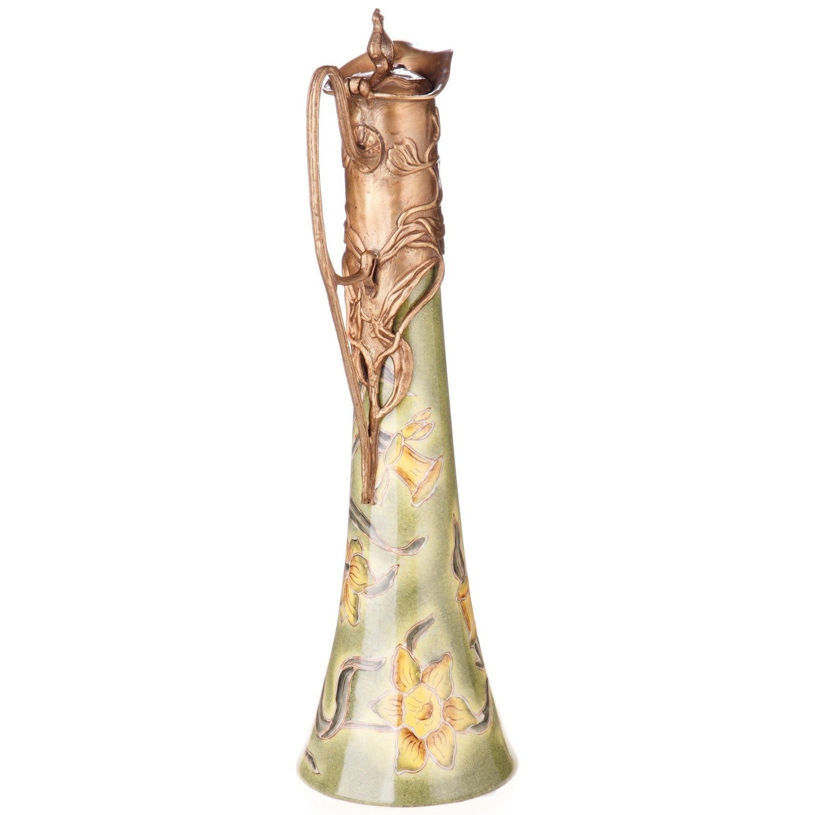 Art Nouveau Floral Ewer Vase | Handcrafted Bronze Decor