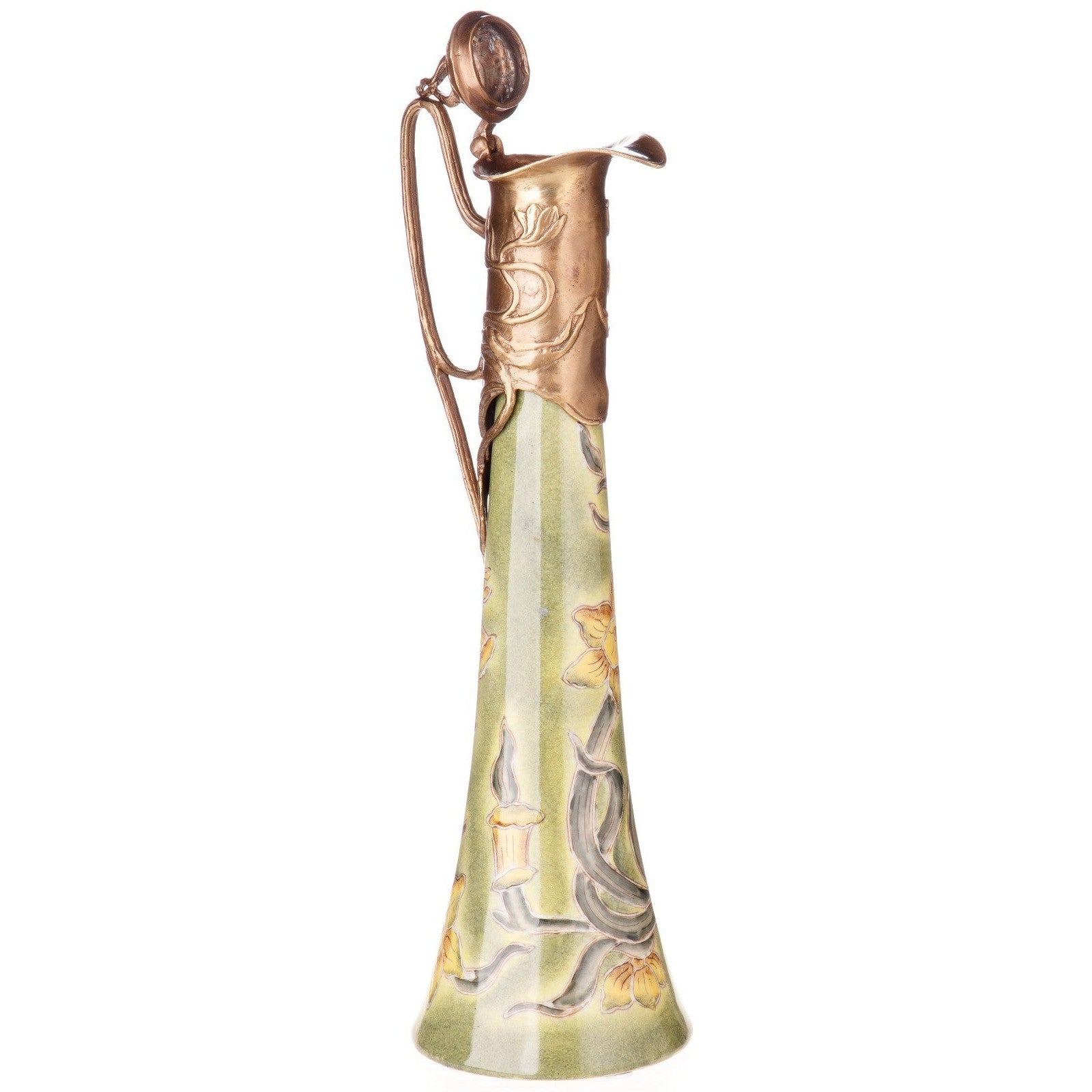 Art Nouveau Floral Ewer Vase | Handcrafted Bronze Decor