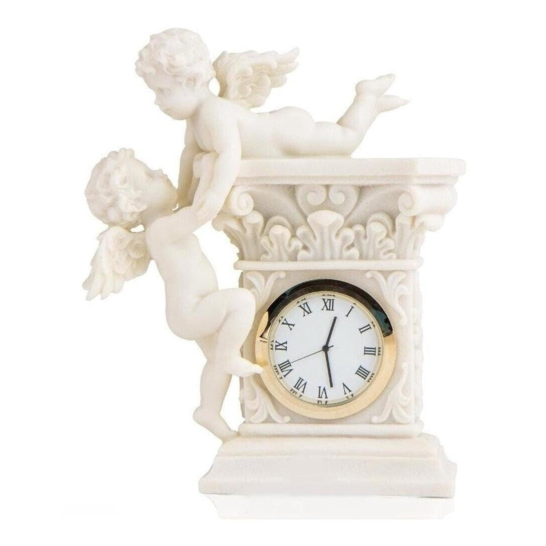 Cherub Mantel Clock | Handcrafted Porcelain Decor