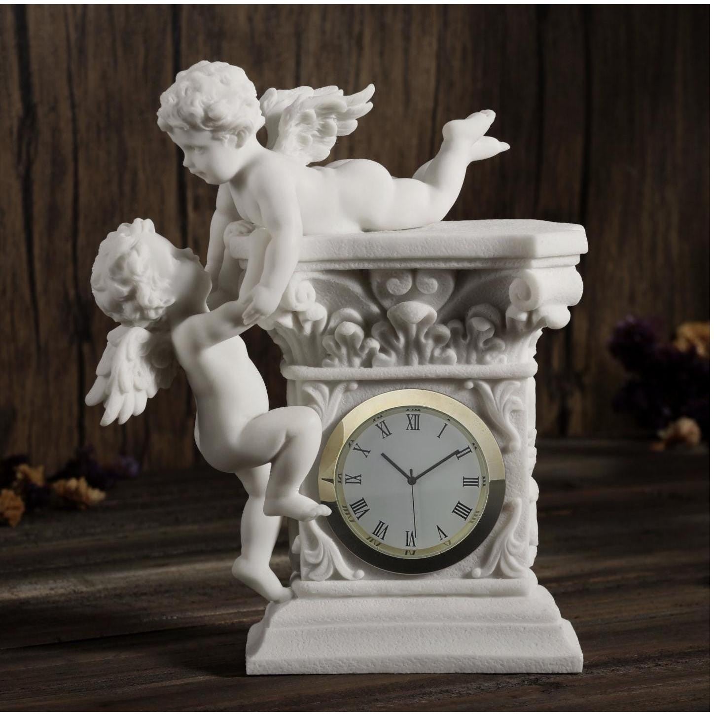 Cherub Mantel Clock | Handcrafted Porcelain Decor