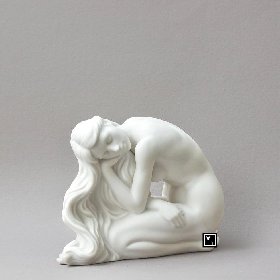 Art nouveau Style Pale Blue Porcelain Vase - Nymph with Blue Iris