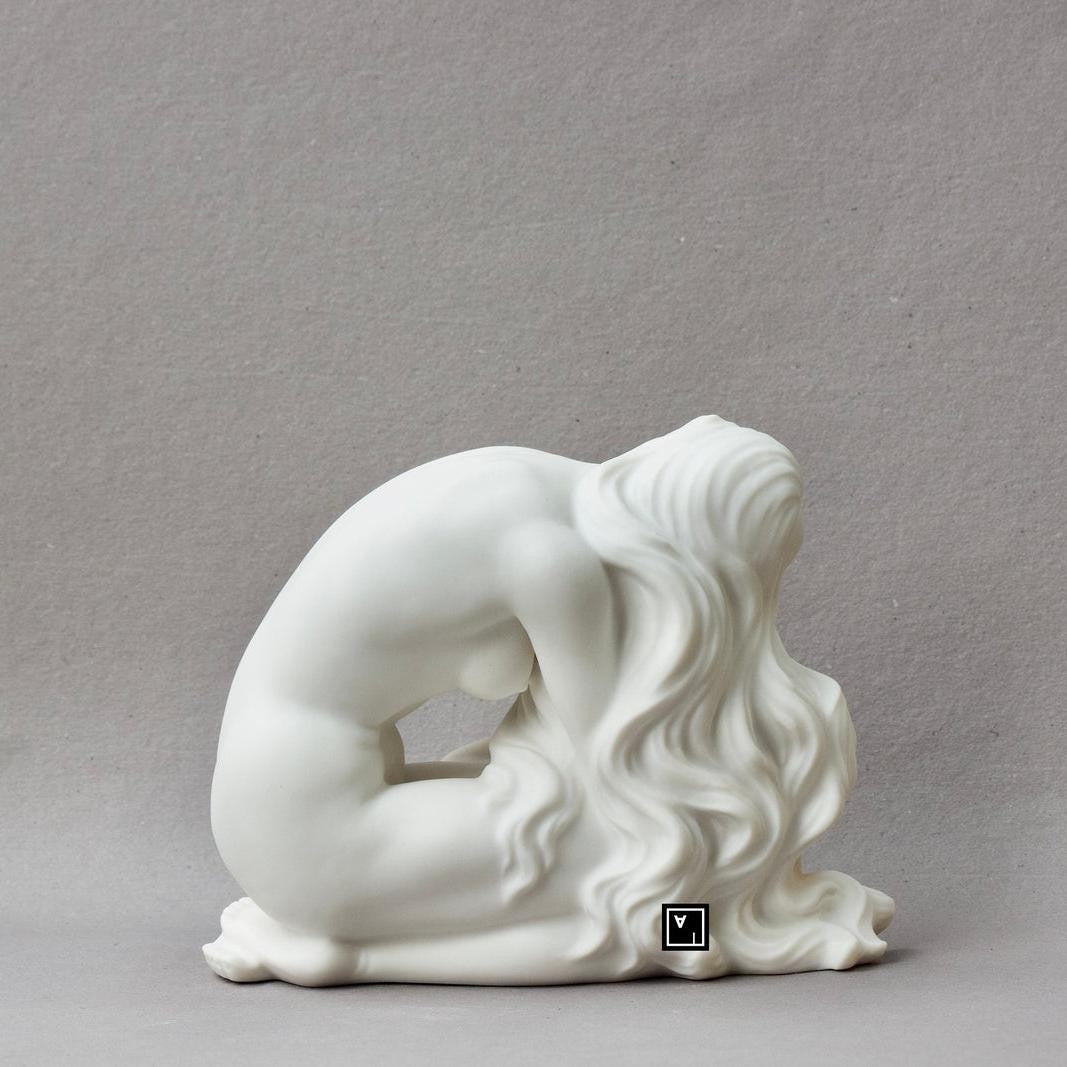 Art nouveau Style Pale Blue Porcelain Vase - Nymph with Blue Iris