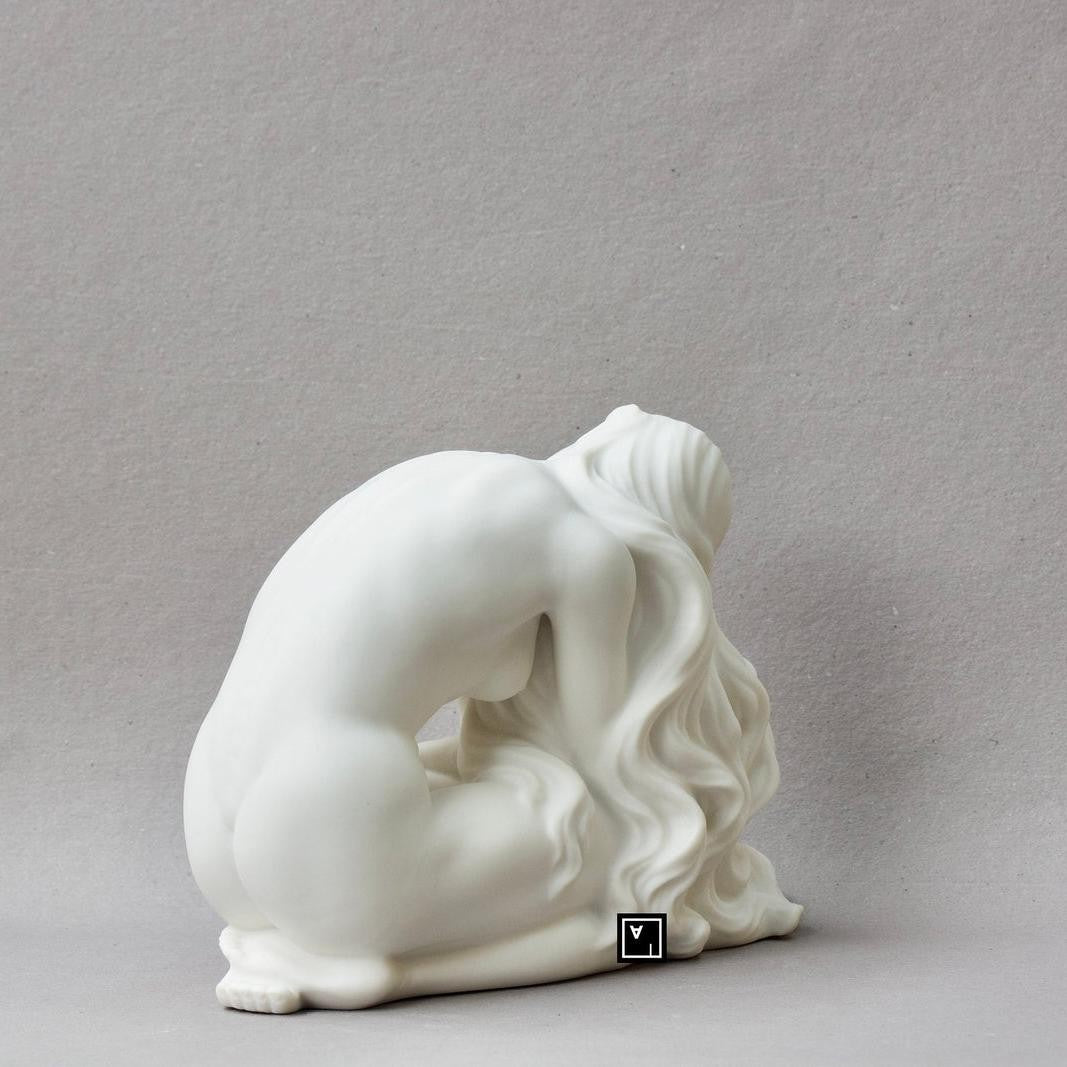 Art nouveau Style Pale Blue Porcelain Vase - Nymph with Blue Iris