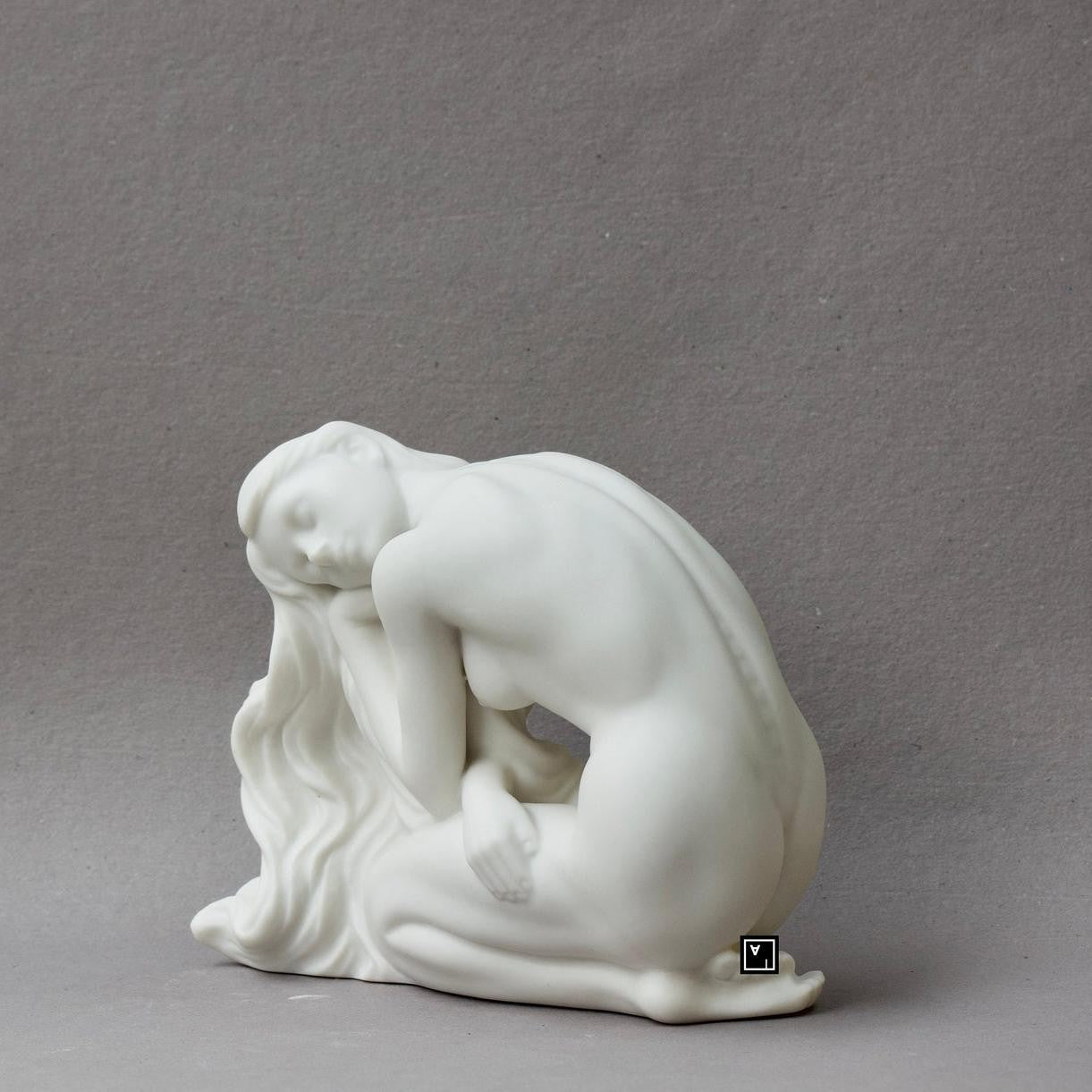 Art nouveau Style Pale Blue Porcelain Vase - Nymph with Blue Iris