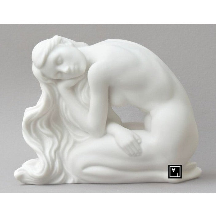 Art nouveau Style Pale Blue Porcelain Vase - Nymph with Blue Iris