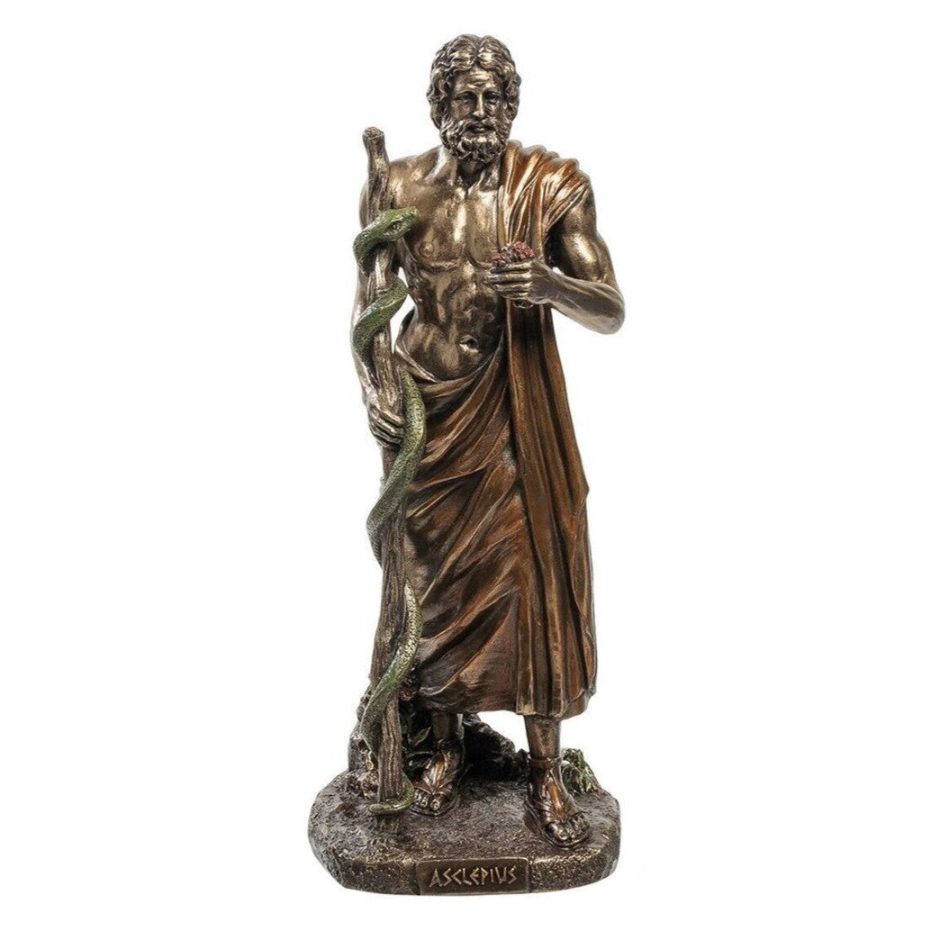 Asclepius Statue with Rod Of Asclepius. Greek God Of Medicine