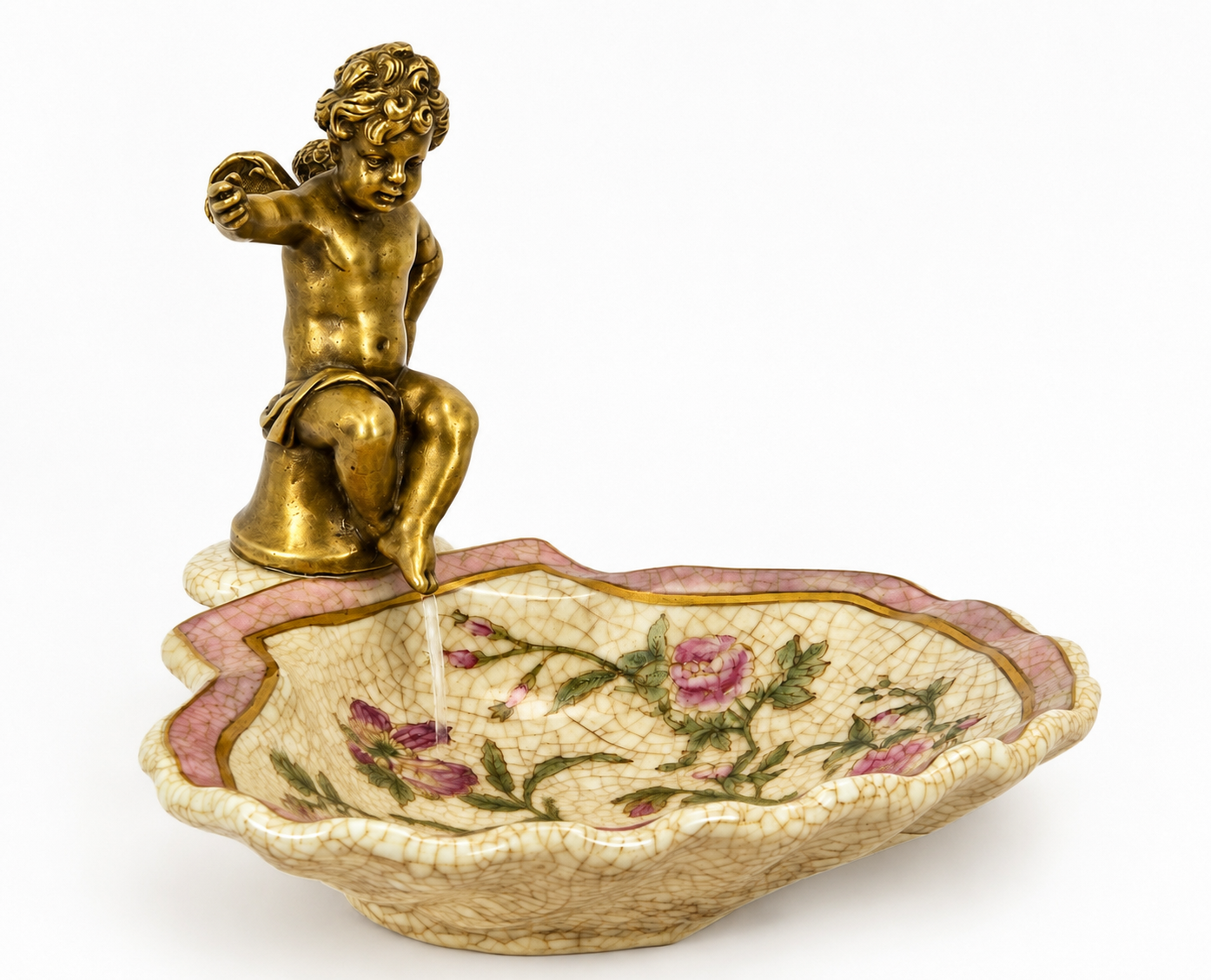 Cherub Floral Serving Bowl | Handcrafted Bronze Decor | Gift Idea