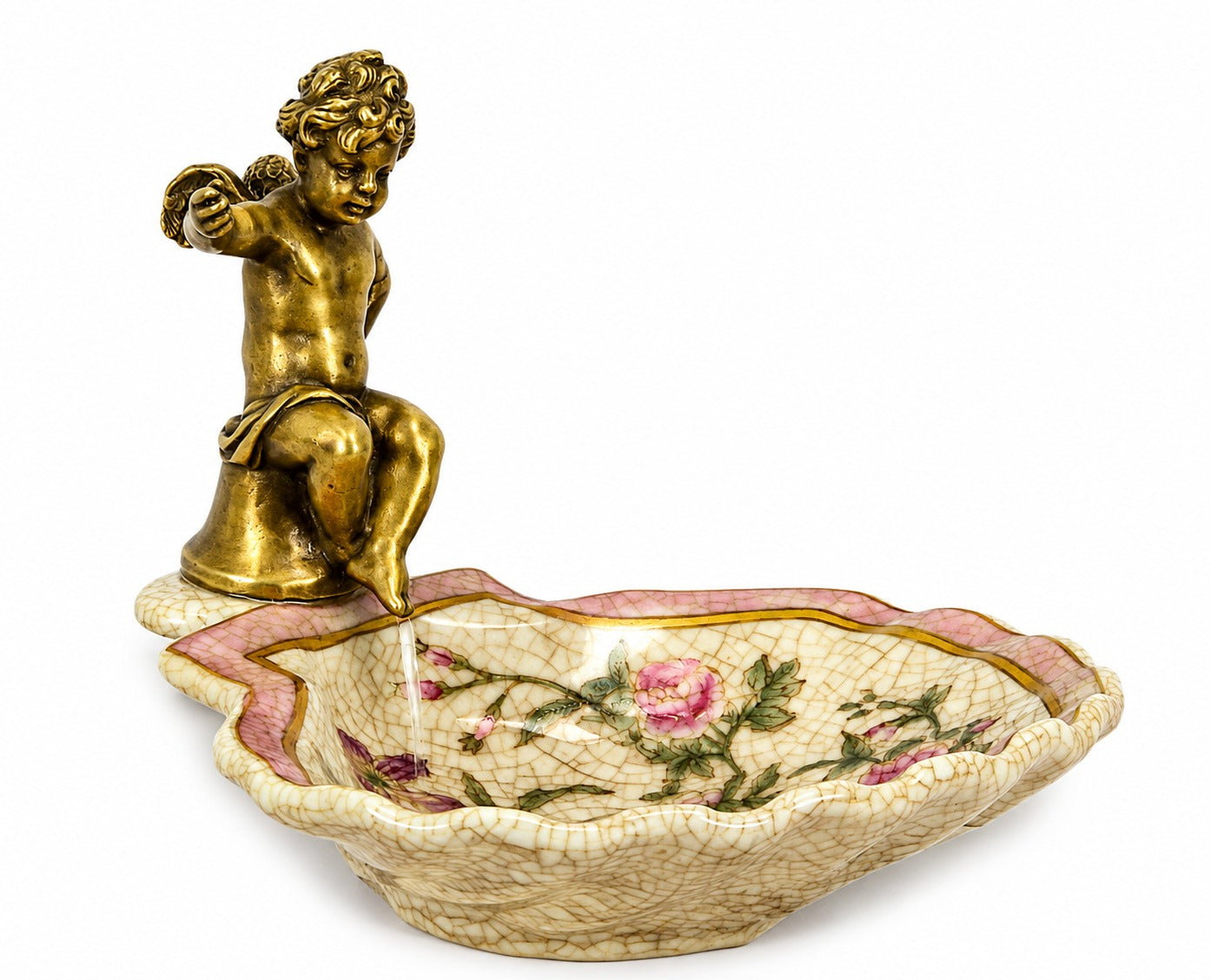 Cherub Floral Serving Bowl | Handcrafted Bronze Decor | Gift Idea