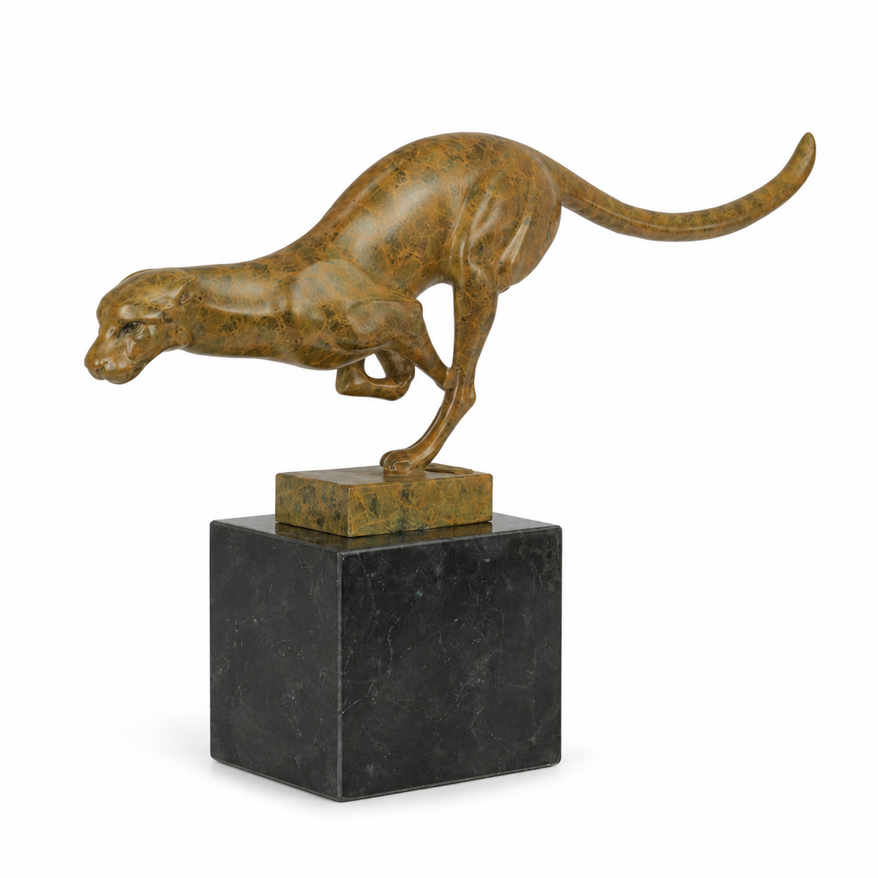 Crouching Cheetah Sculpture | Handcrafted Bronze Decor | Gift Idea