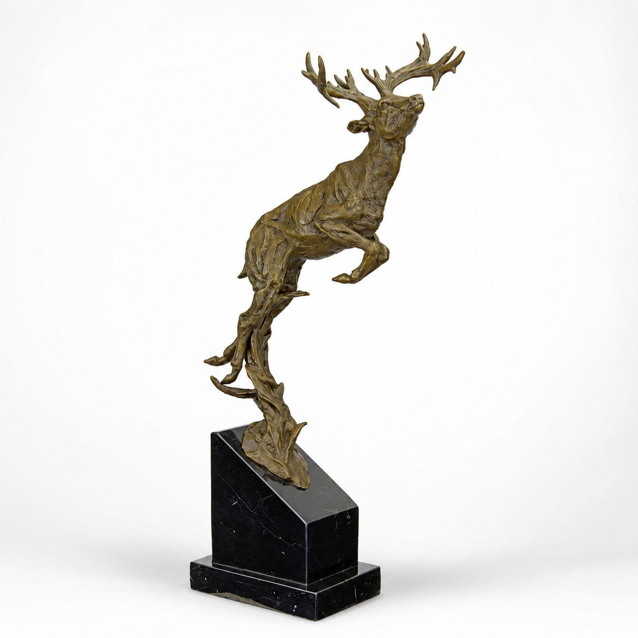 Leaping Stag Sculpture | Handcrafted Bronze Decor