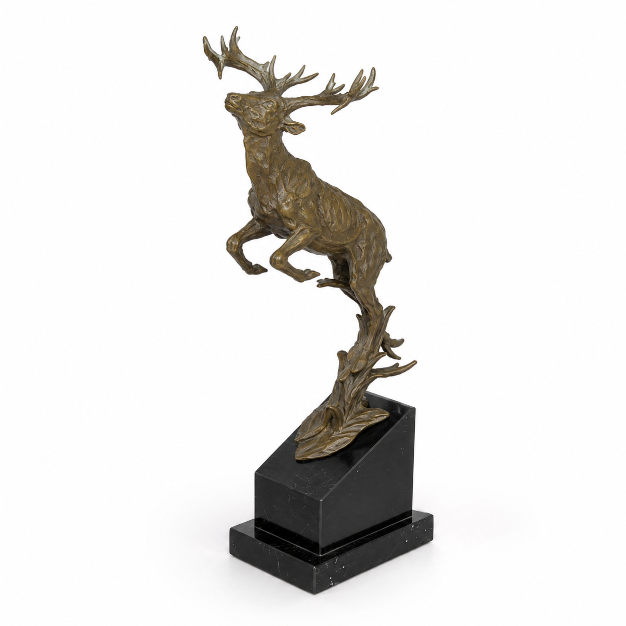 Leaping Stag Sculpture | Handcrafted Bronze Decor