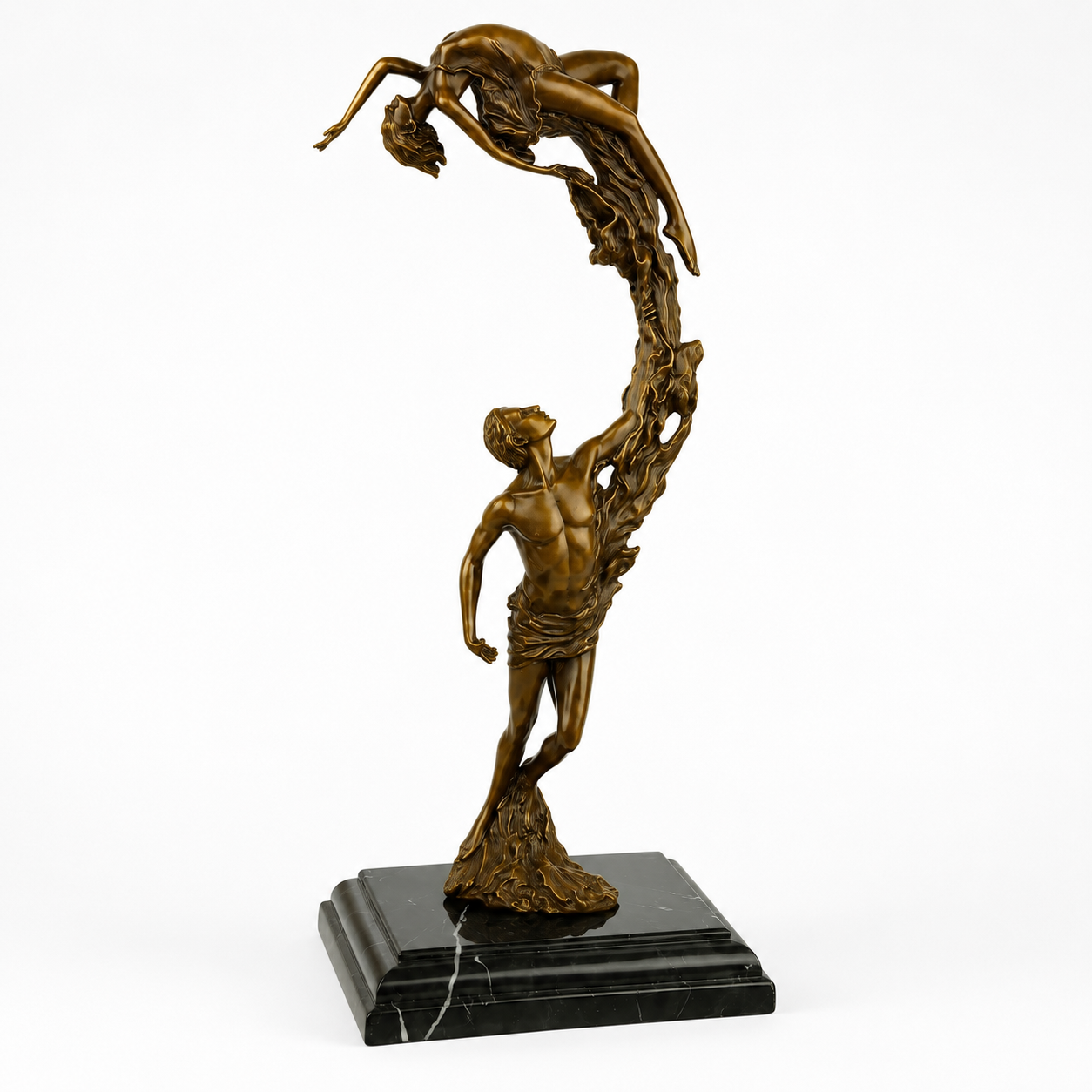 Ascending Lovers Sculpture | Handcrafted Bronze Decor | Gift Idea