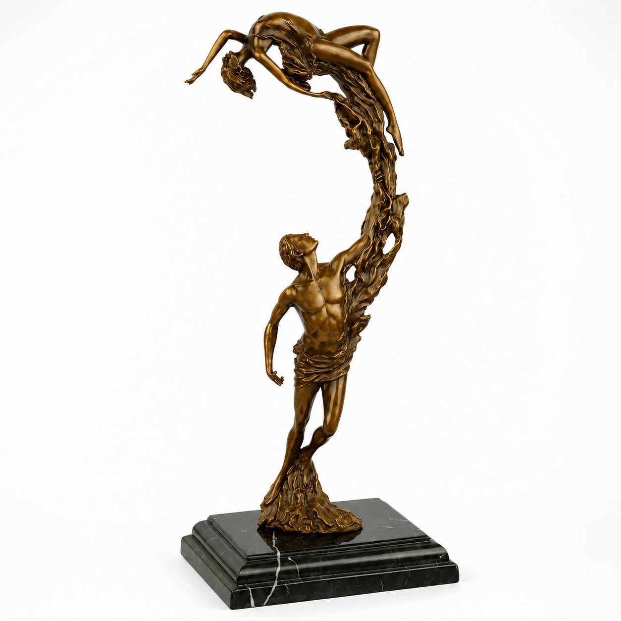 Ascending Lovers Sculpture | Handcrafted Bronze Decor | Gift Idea