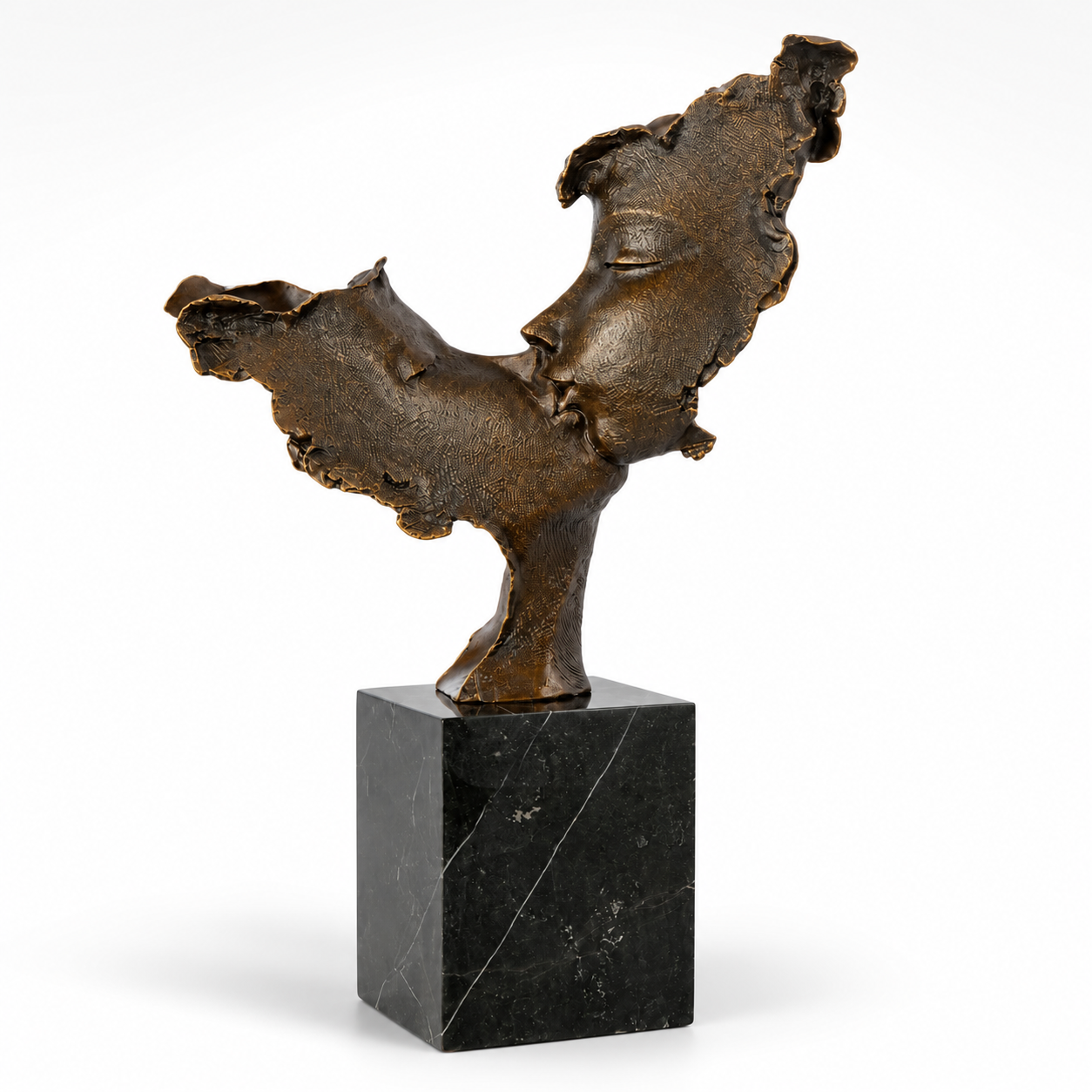 Bronze Sculpture of Two Faces Kissing | Figurines & Statues