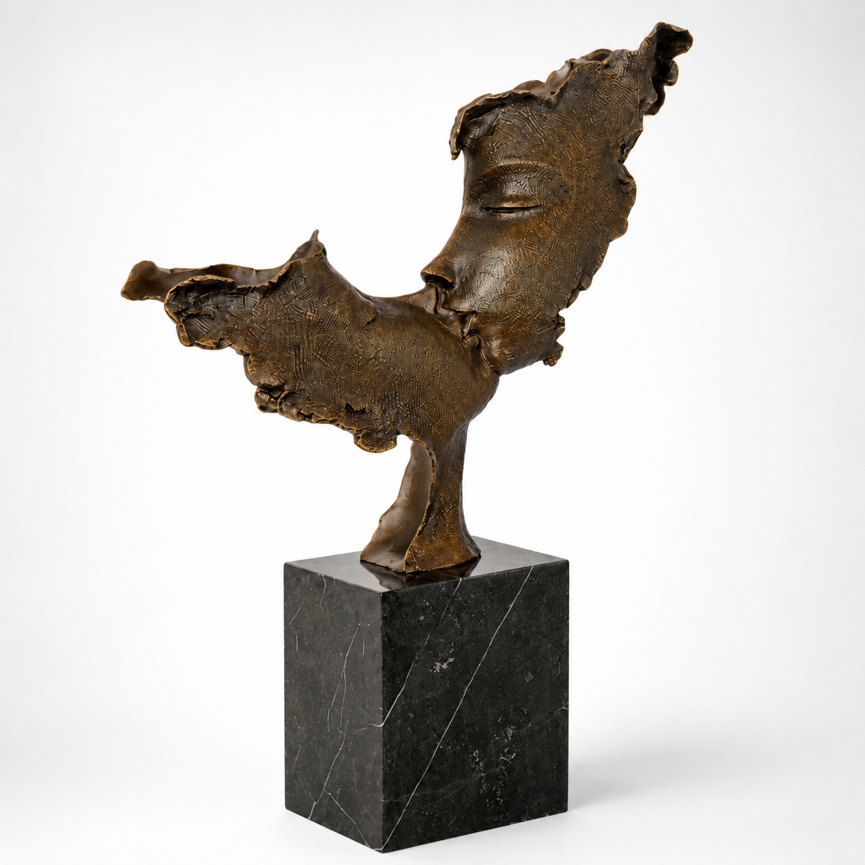 Bronze Sculpture of Two Faces Kissing | Figurines & Statues