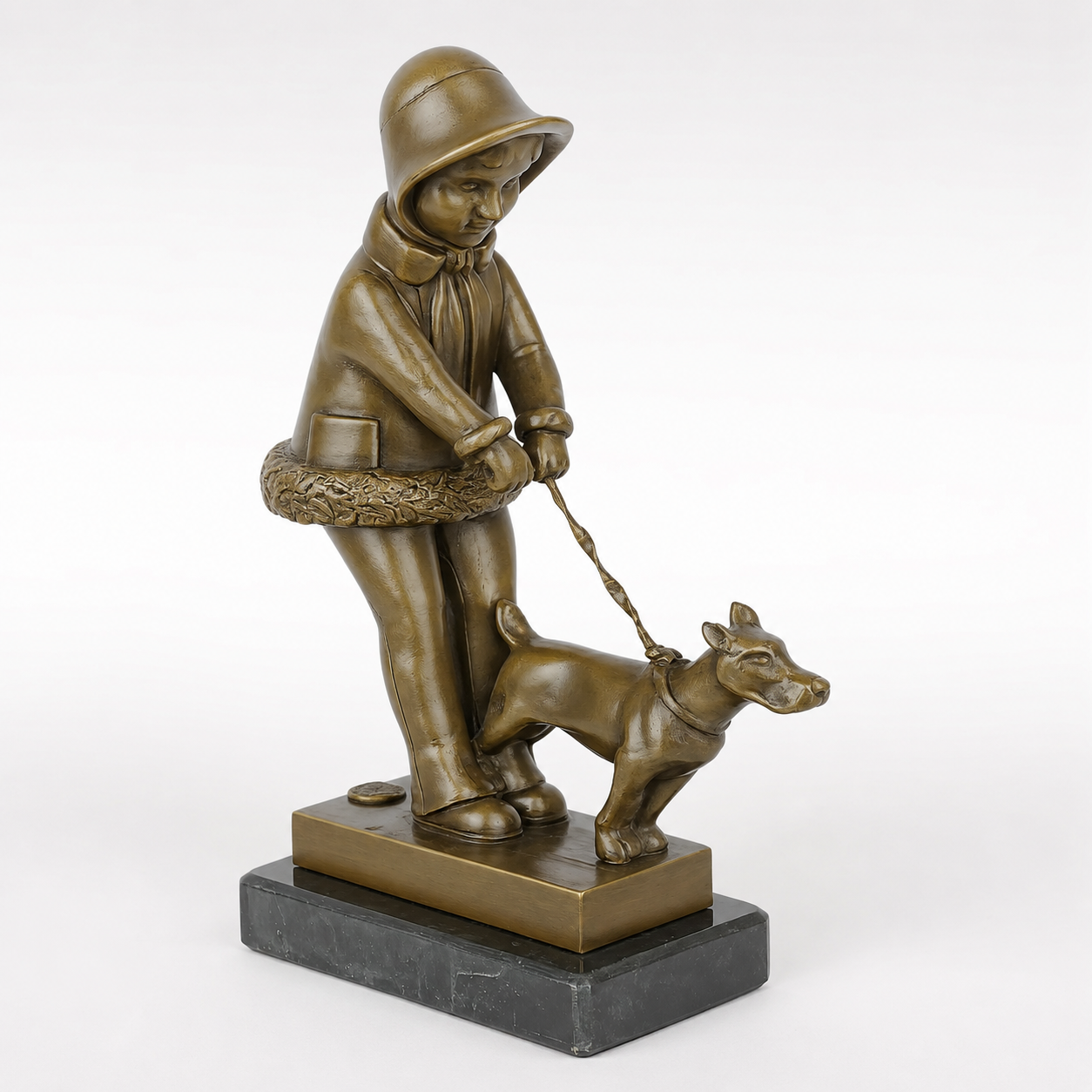 Young Girl Walking Her Dog | Animal Sculptures | Home Decor