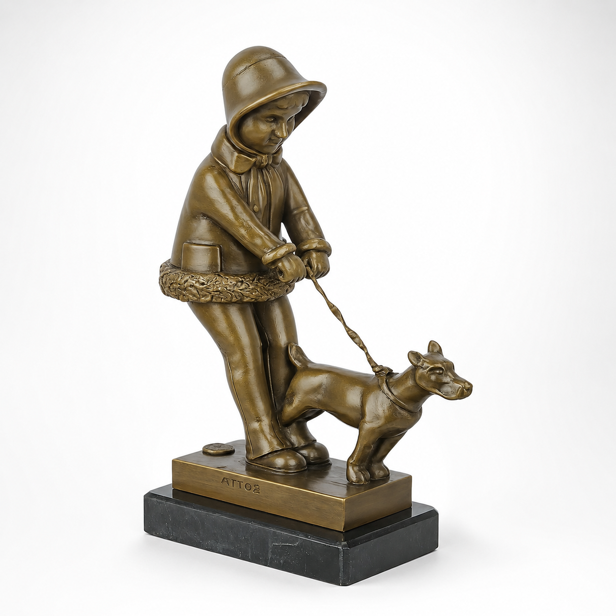 Young Girl Walking Her Dog | Animal Sculptures | Home Decor