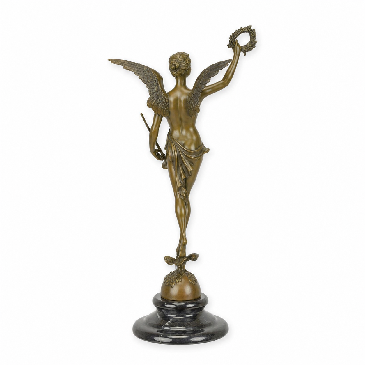 Woman Holding a Wreath | Handcrafted Bronze Decor | Unique Home Accent