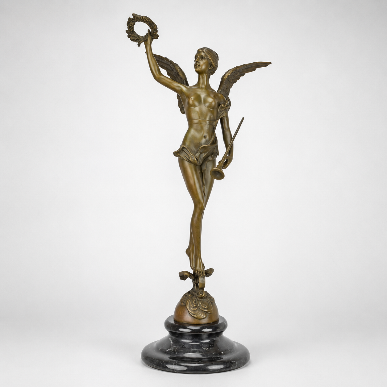 Woman Holding a Wreath | Handcrafted Bronze Decor | Unique Home Accent