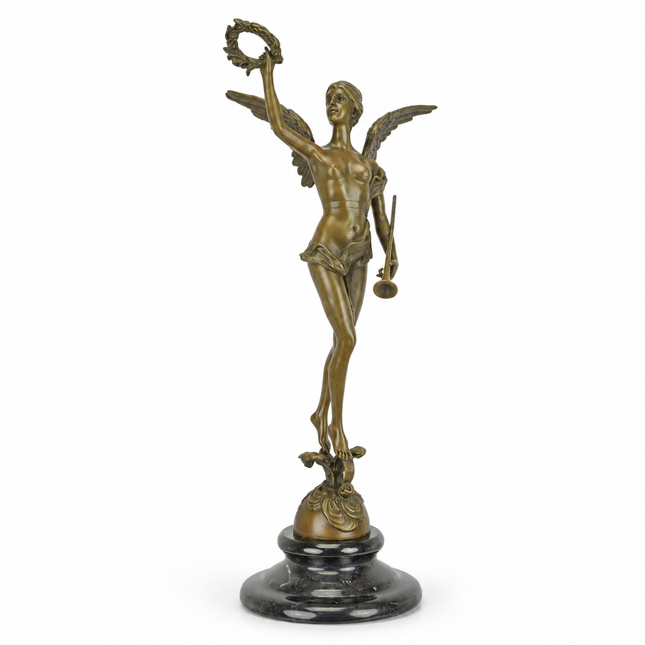 Woman Holding a Wreath | Handcrafted Bronze Decor | Unique Home Accent