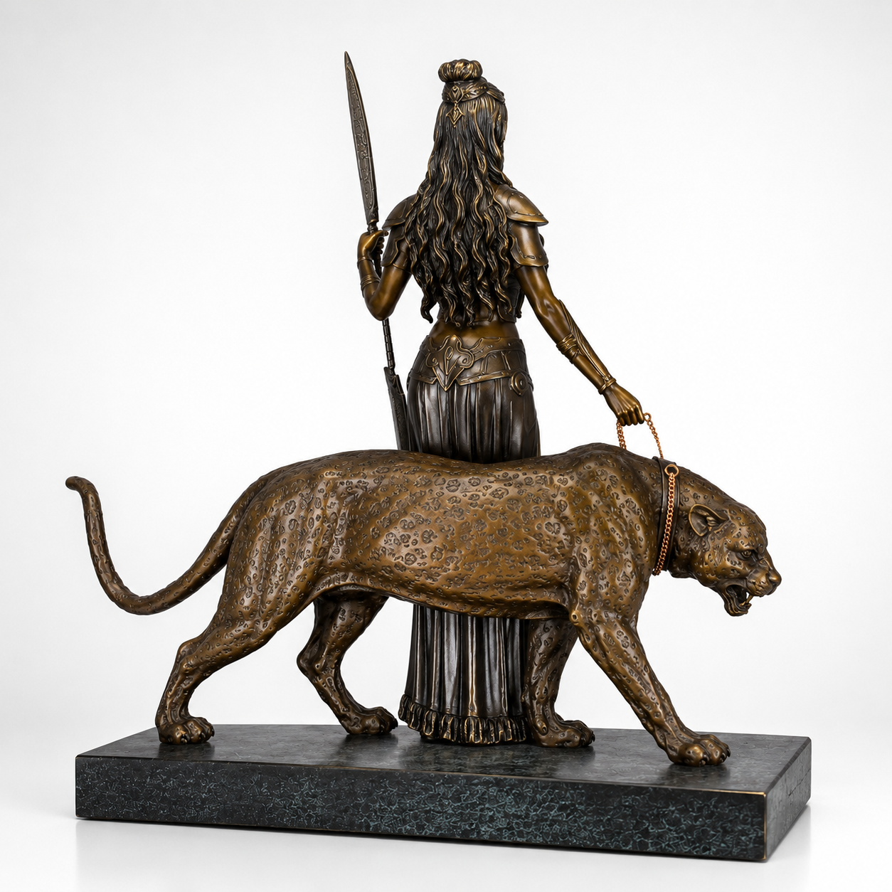 Woman with a Tiger | Handcrafted Bronze Decor | Unique Home Accent