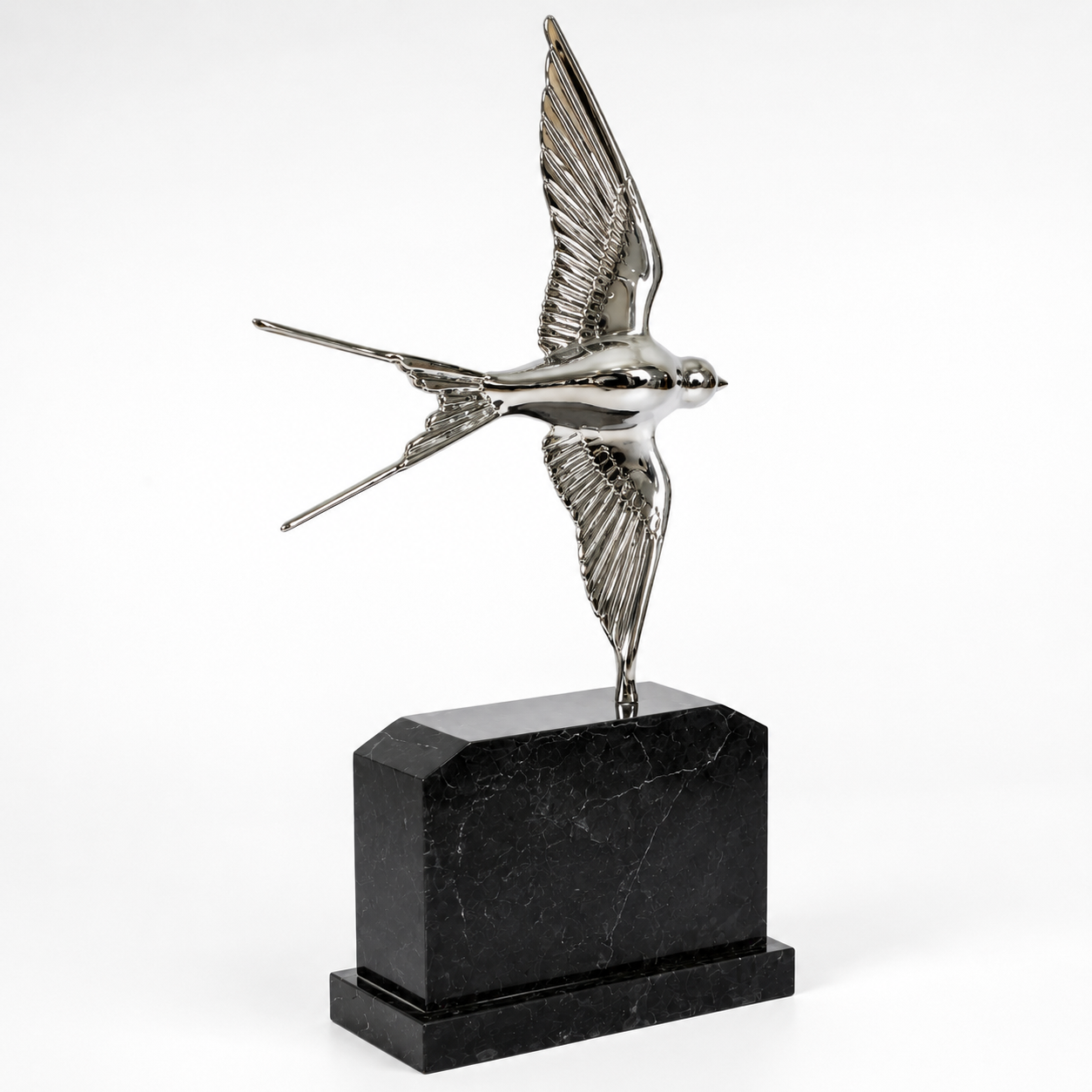 Swallow in Flight - Silver Plated | Handcrafted Bronze Decor