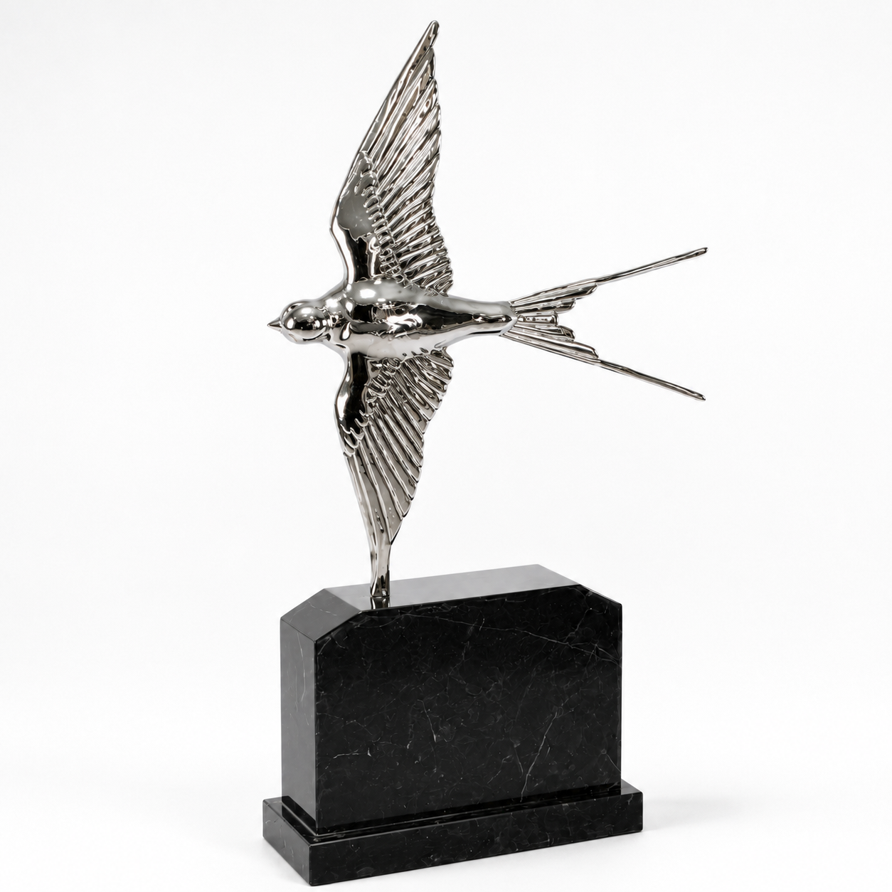 Swallow in Flight - Silver Plated | Handcrafted Bronze Decor