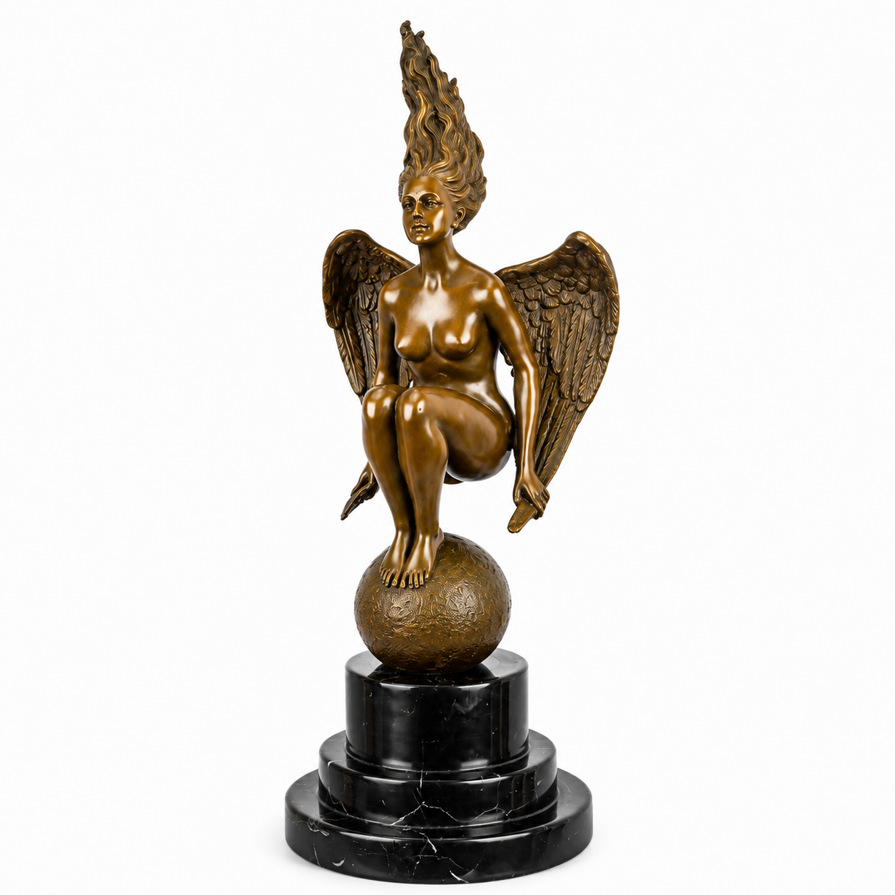 Winged Female Nude | Handcrafted Bronze Decor | Unique Home Accent