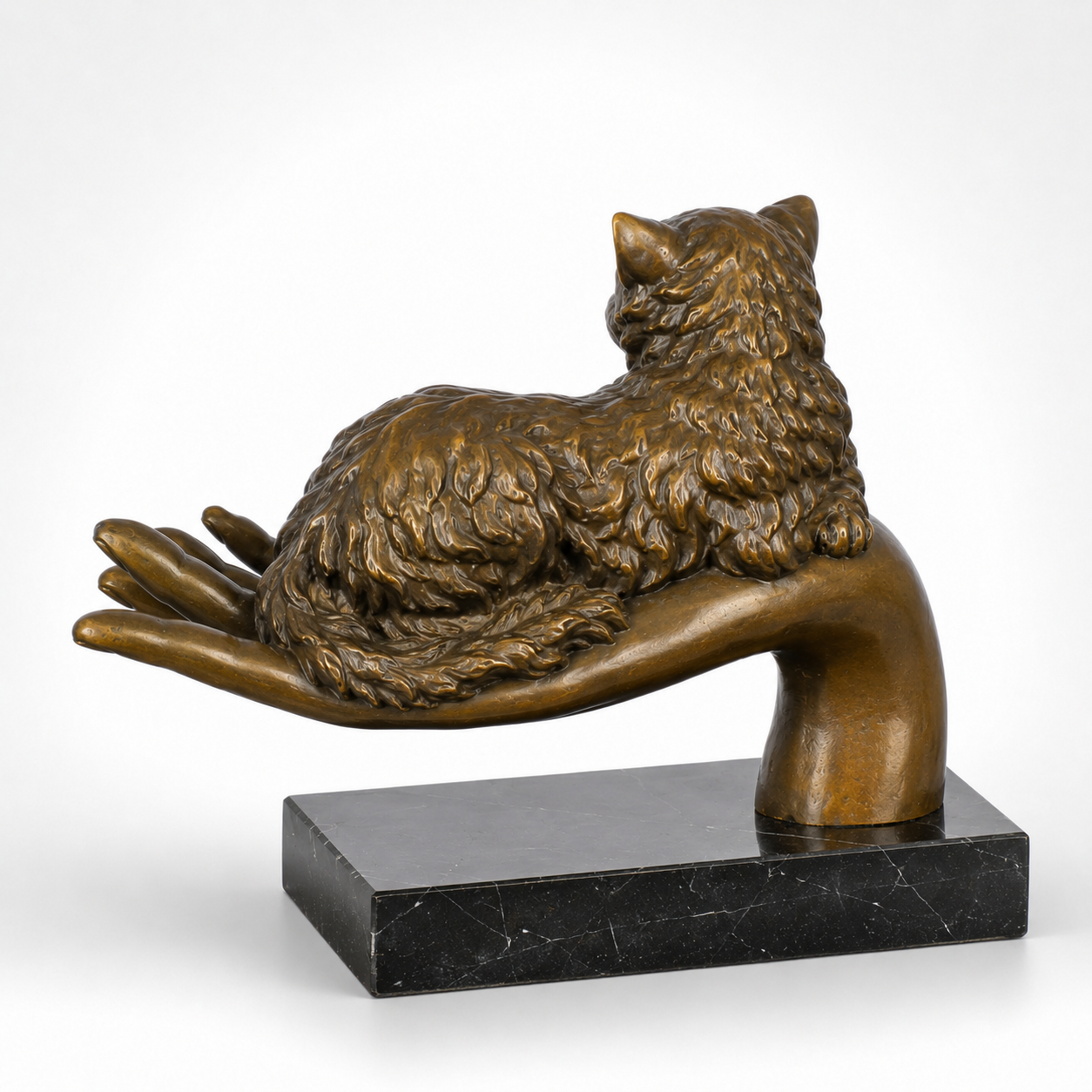 Hand Holding a Cat | Handcrafted Bronze Decor | Unique Home Accent