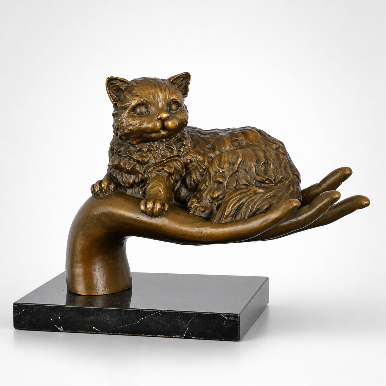 Hand Holding a Cat | Handcrafted Bronze Decor | Unique Home Accent