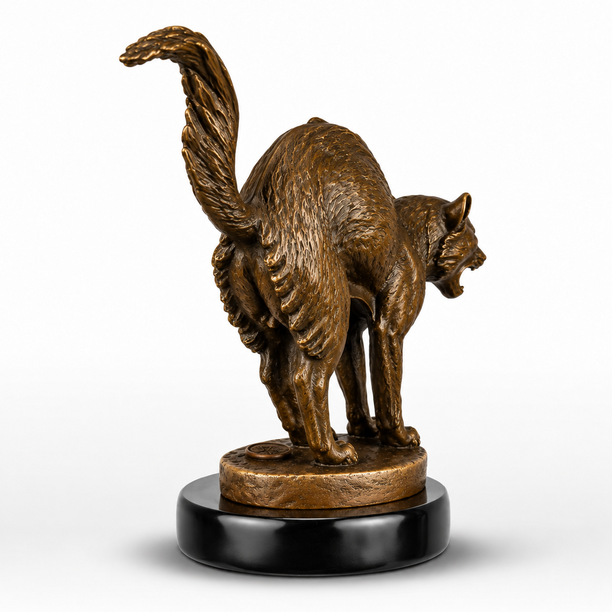 Frightened Cat | Handcrafted Bronze Decor | Unique Home Accent
