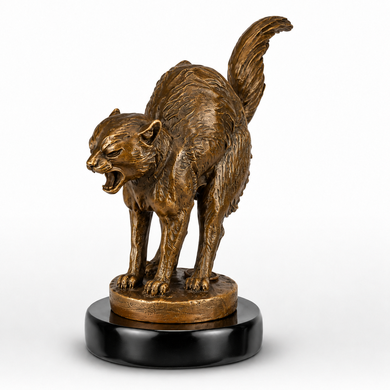 Frightened Cat | Handcrafted Bronze Decor | Unique Home Accent