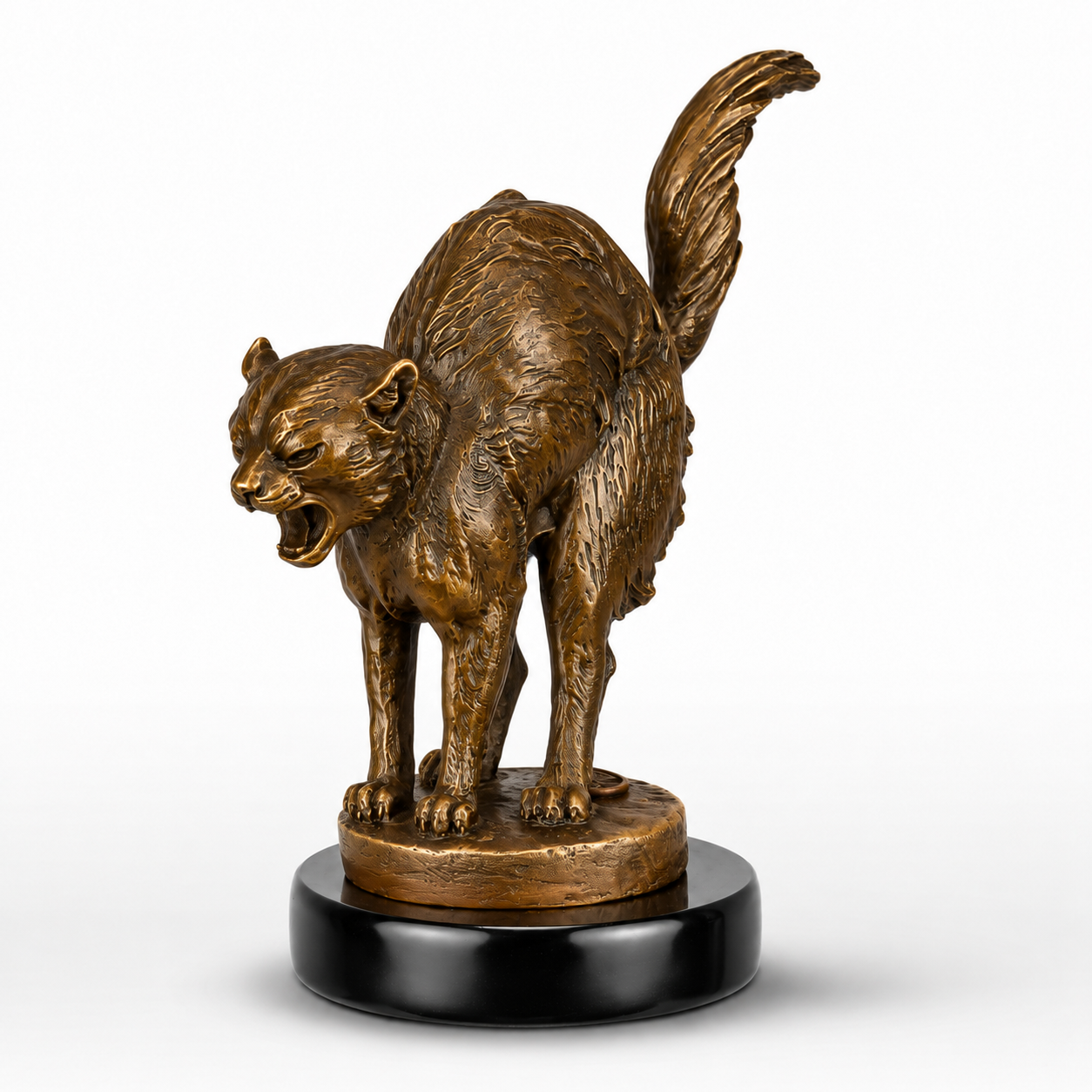 Frightened Cat | Handcrafted Bronze Decor | Unique Home Accent