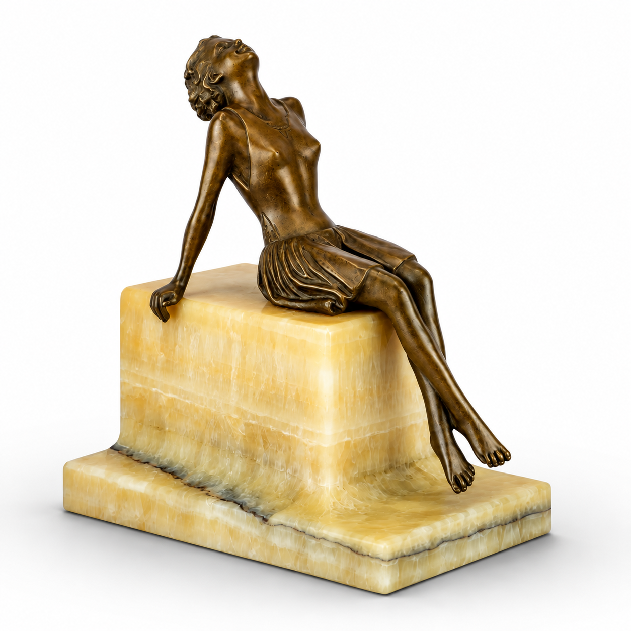 Young Woman Sun Bathing | Handcrafted Bronze Decor | Unique Home