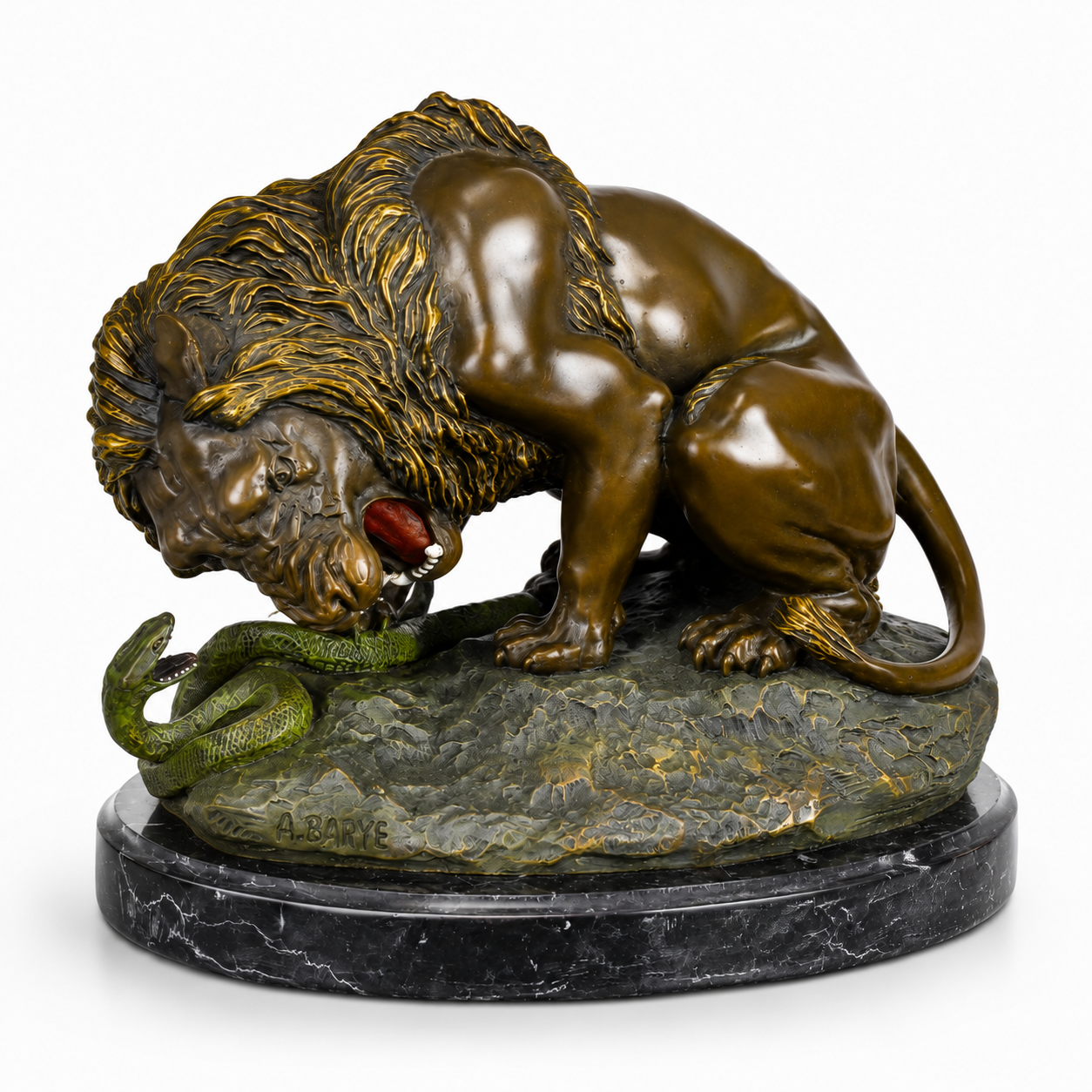 Lion and Serpent | Handcrafted Bronze Decor | Unique Home Accent