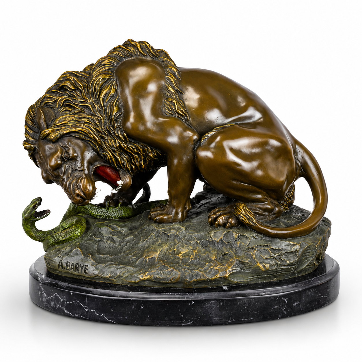 Lion and Serpent | Handcrafted Bronze Decor | Unique Home Accent