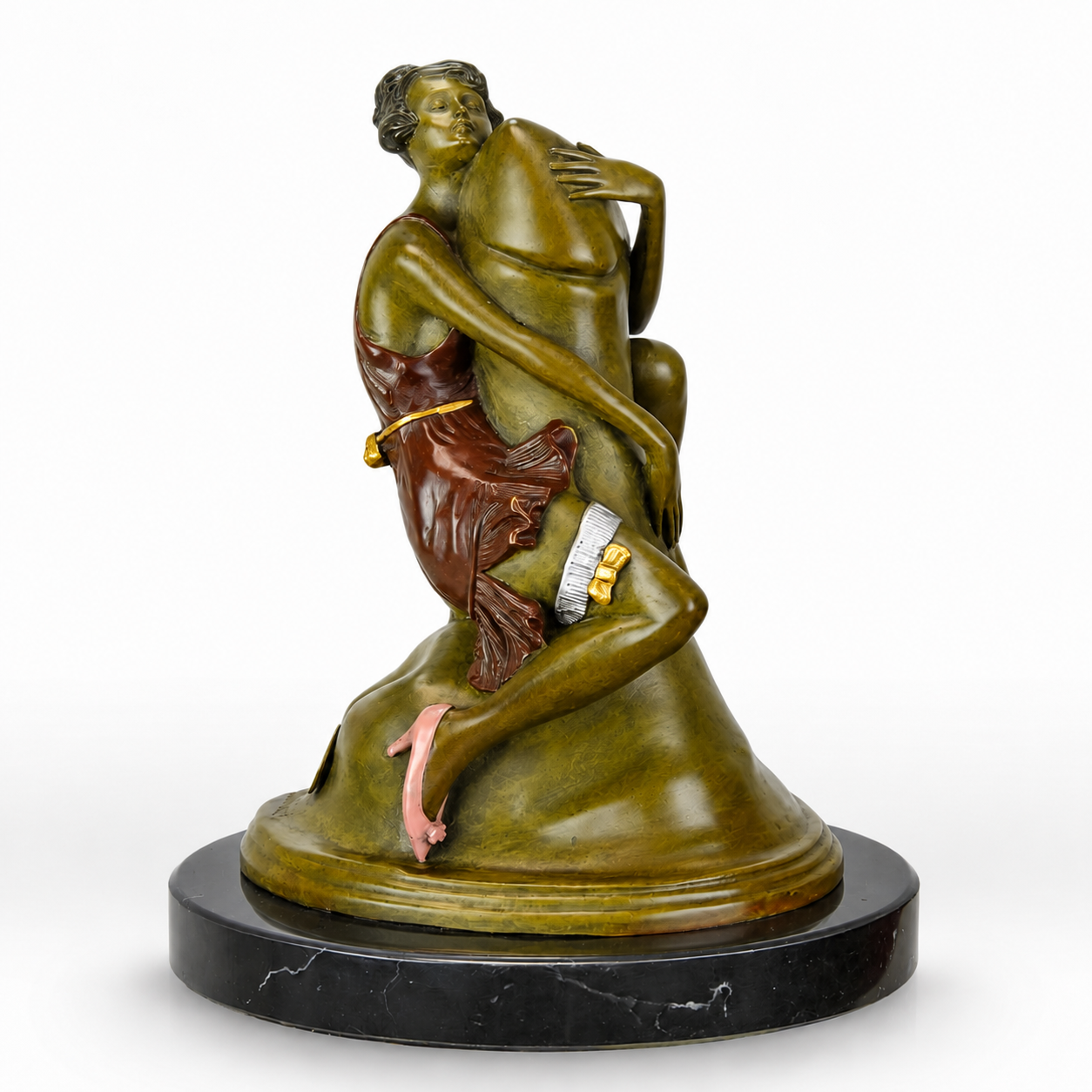 Woman Embracing a Phallus | Handcrafted Bronze Decor | Unique Home