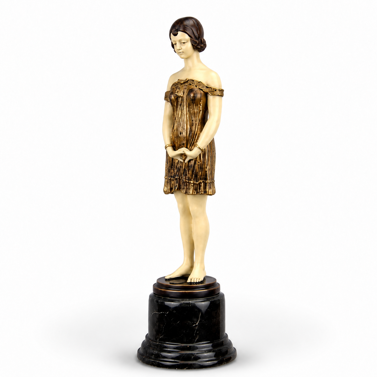 Art Deco Lady Figurine | Handcrafted Bronze Decor