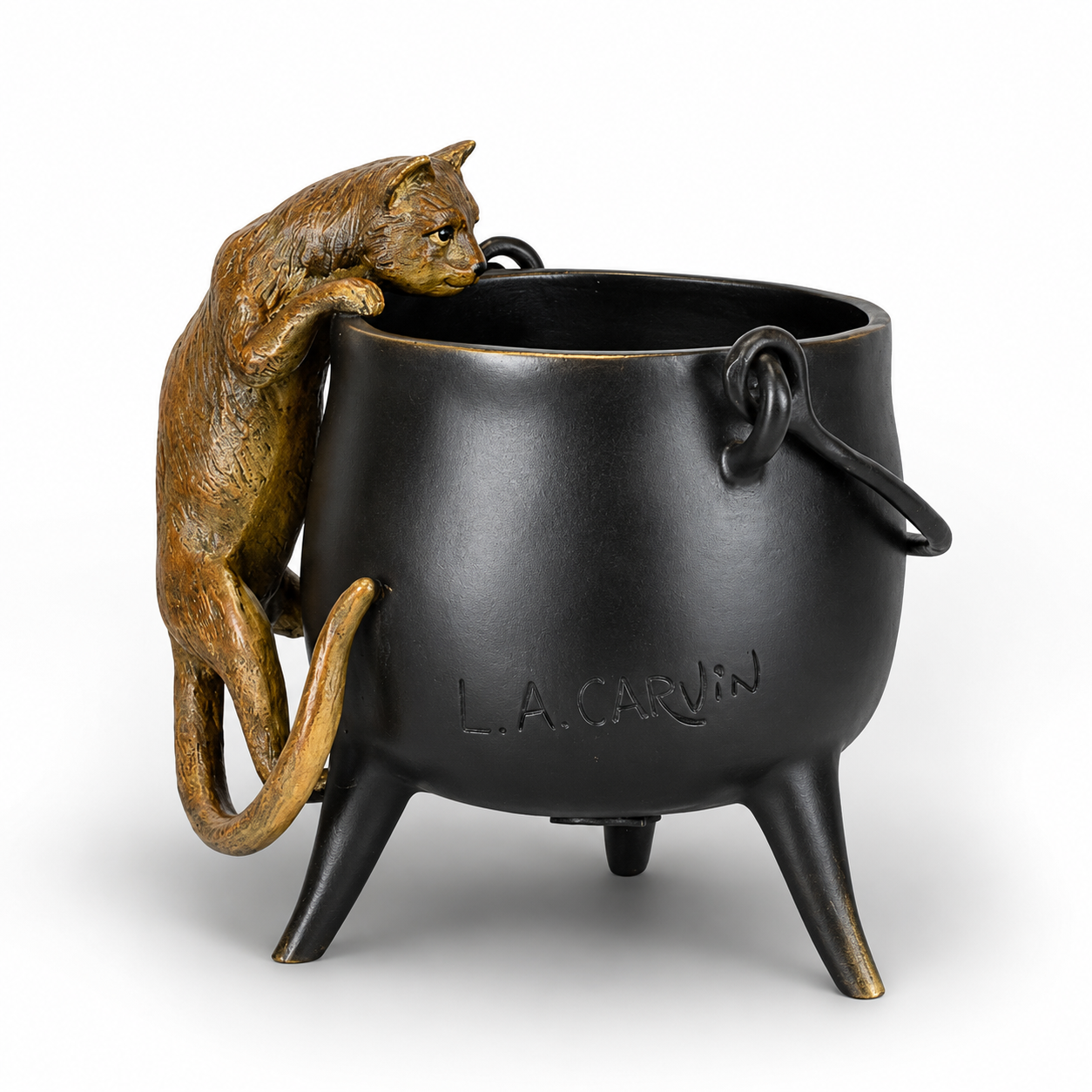 Cat climbing Pot | Animal Sculptures | Home Decor | Handcrafted
