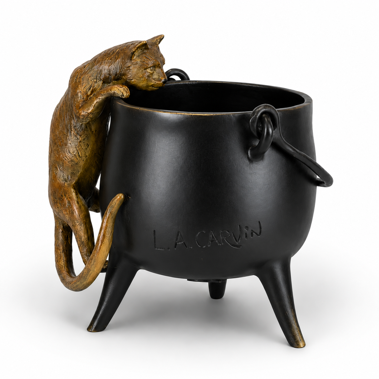 Cat climbing Pot | Animal Sculptures | Home Decor | Handcrafted