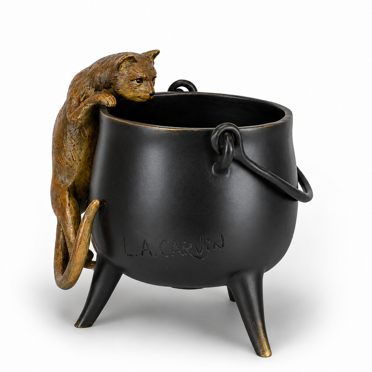 Cat climbing Pot | Animal Sculptures | Home Decor | Handcrafted