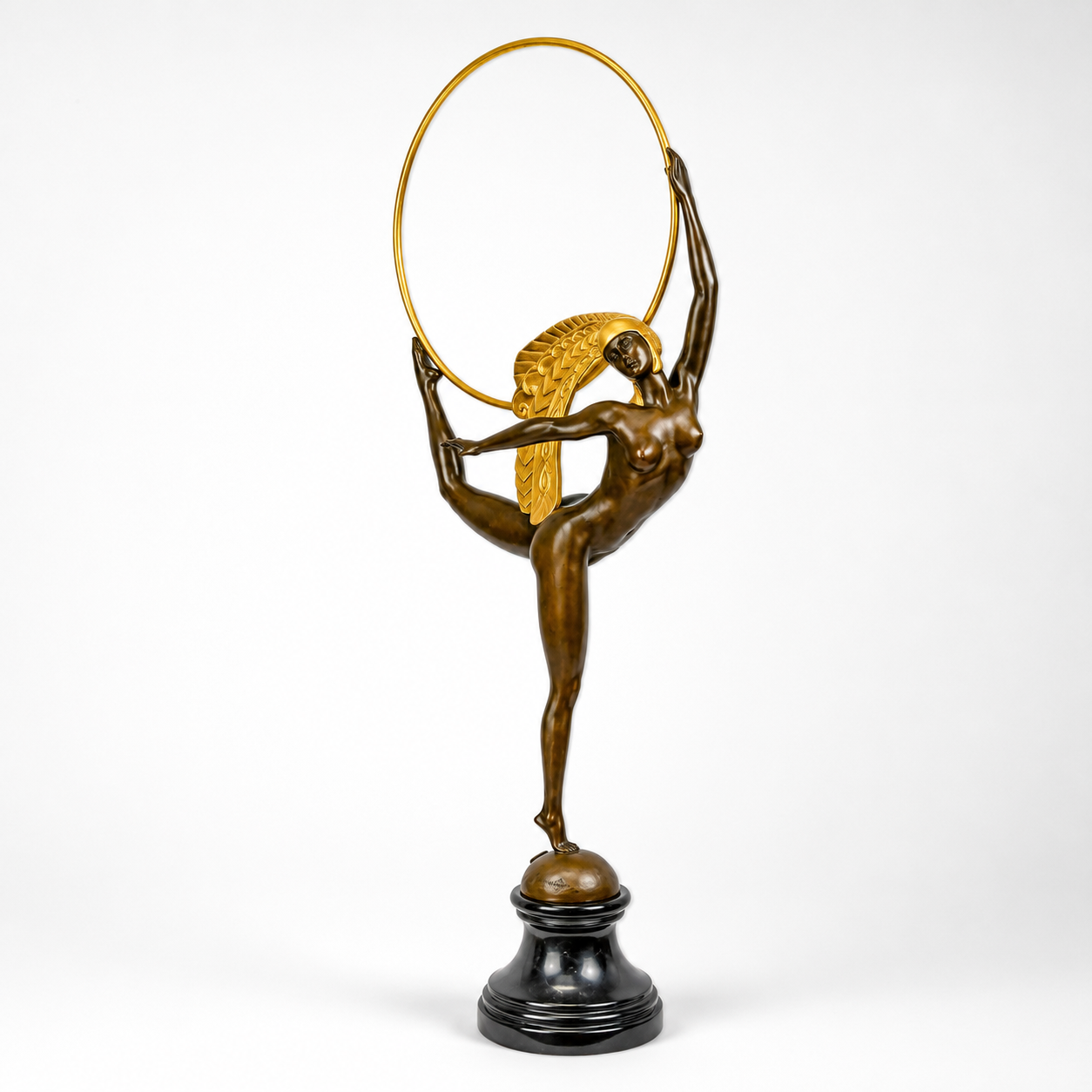 Art Deco Winged Dancer Sculpture | Handcrafted Bronze Decor