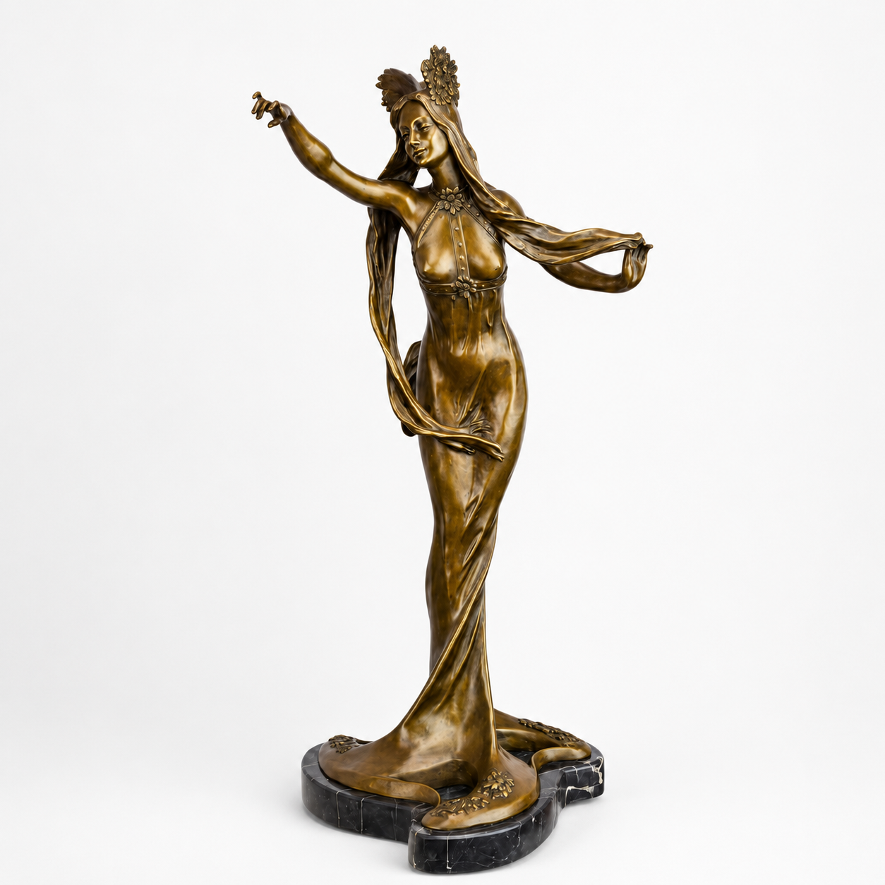 Bronze Sculpture, Art Nouveau of a Dressed Woman | Figurines & Statues