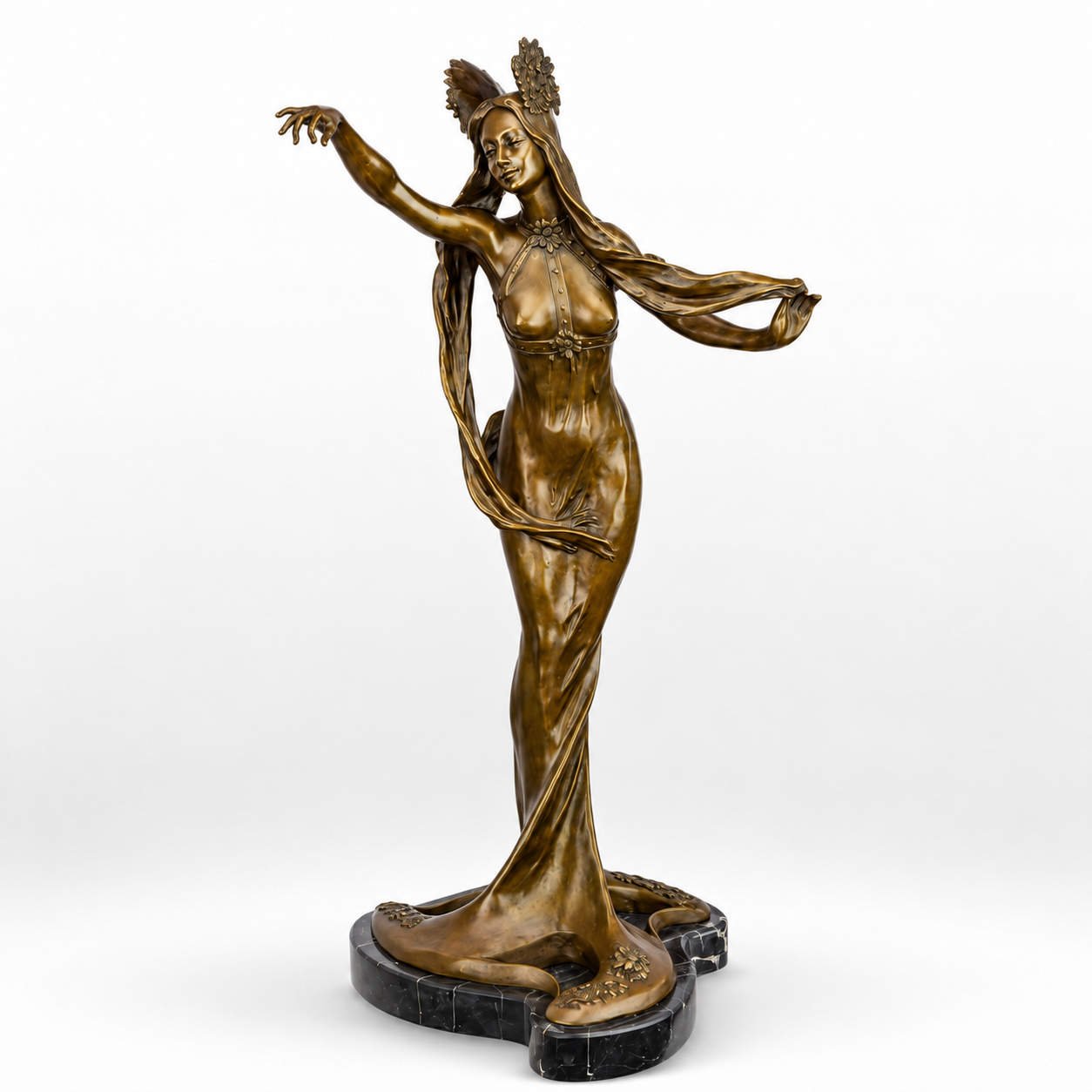Bronze Sculpture, Art Nouveau of a Dressed Woman | Figurines & Statues