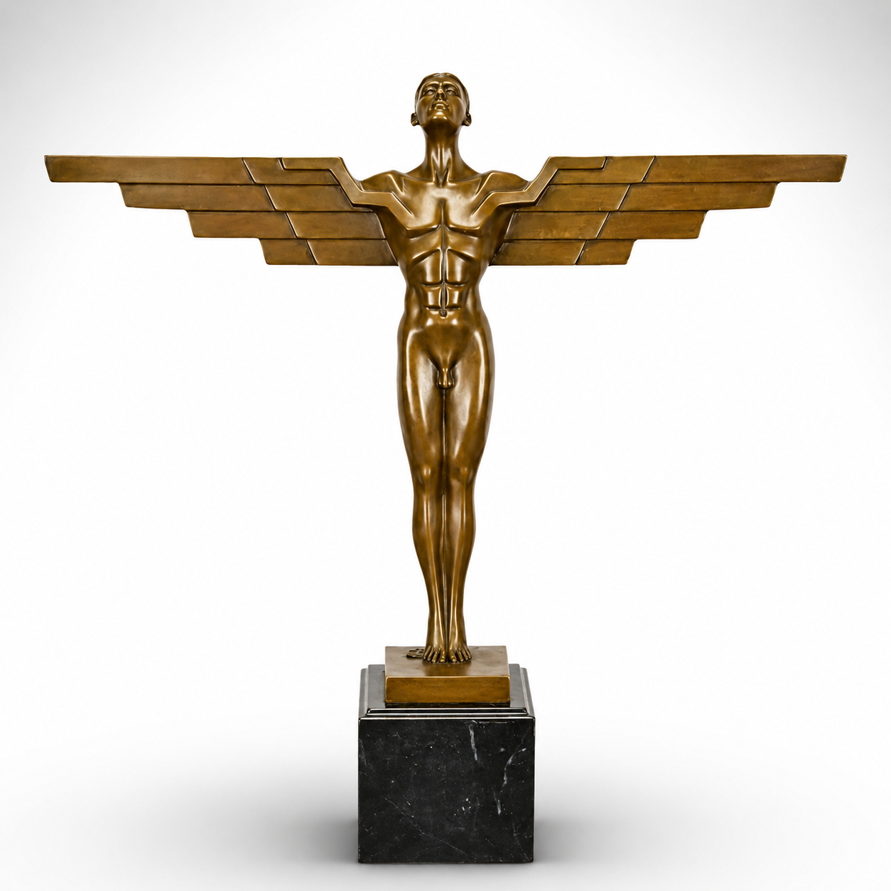 Winged Male Figure | Handcrafted Bronze Decor | Unique Home Accent