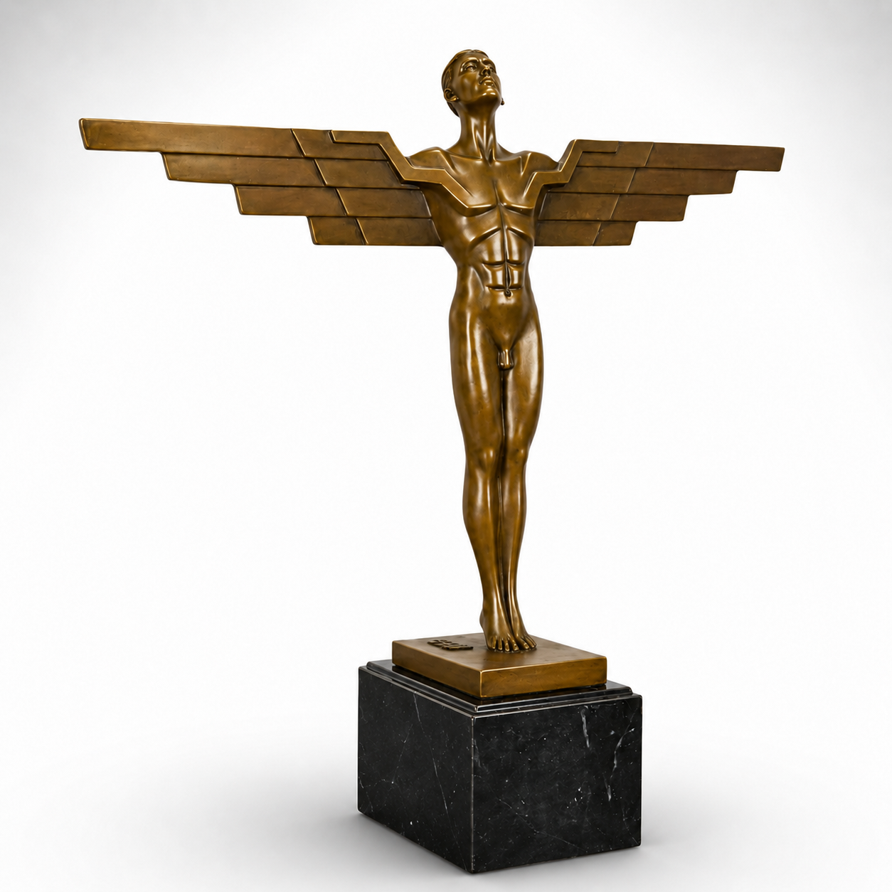 Winged Male Figure | Handcrafted Bronze Decor | Unique Home Accent