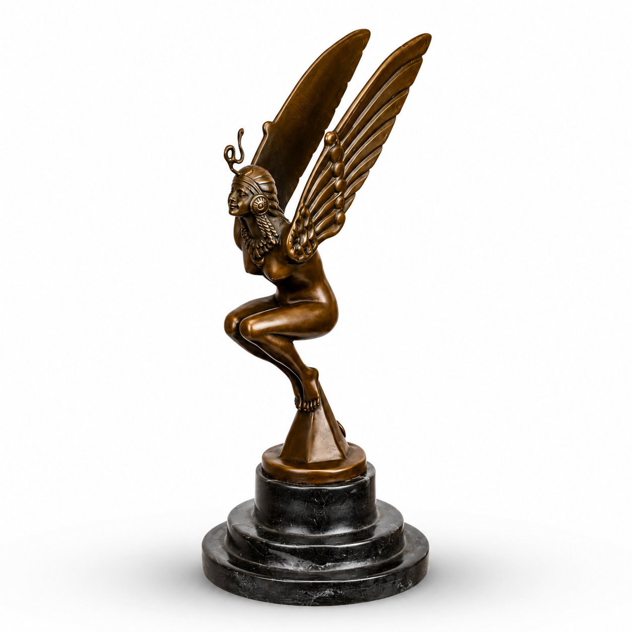 Winged Egyptian Figure | Handcrafted Bronze Decor