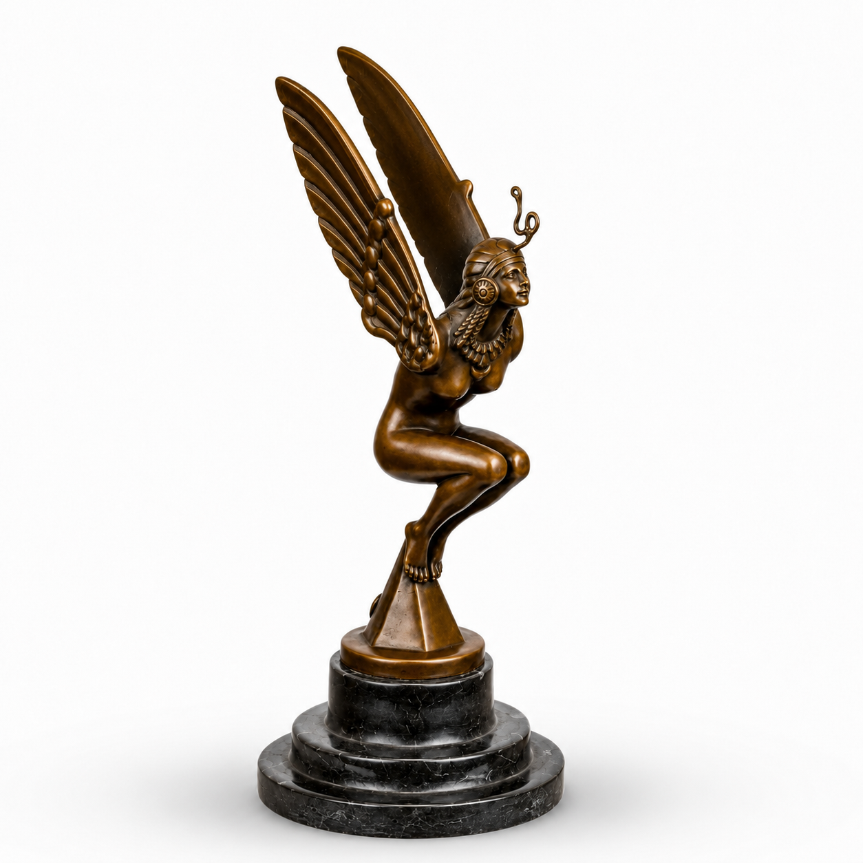 Winged Egyptian Figure | Handcrafted Bronze Decor